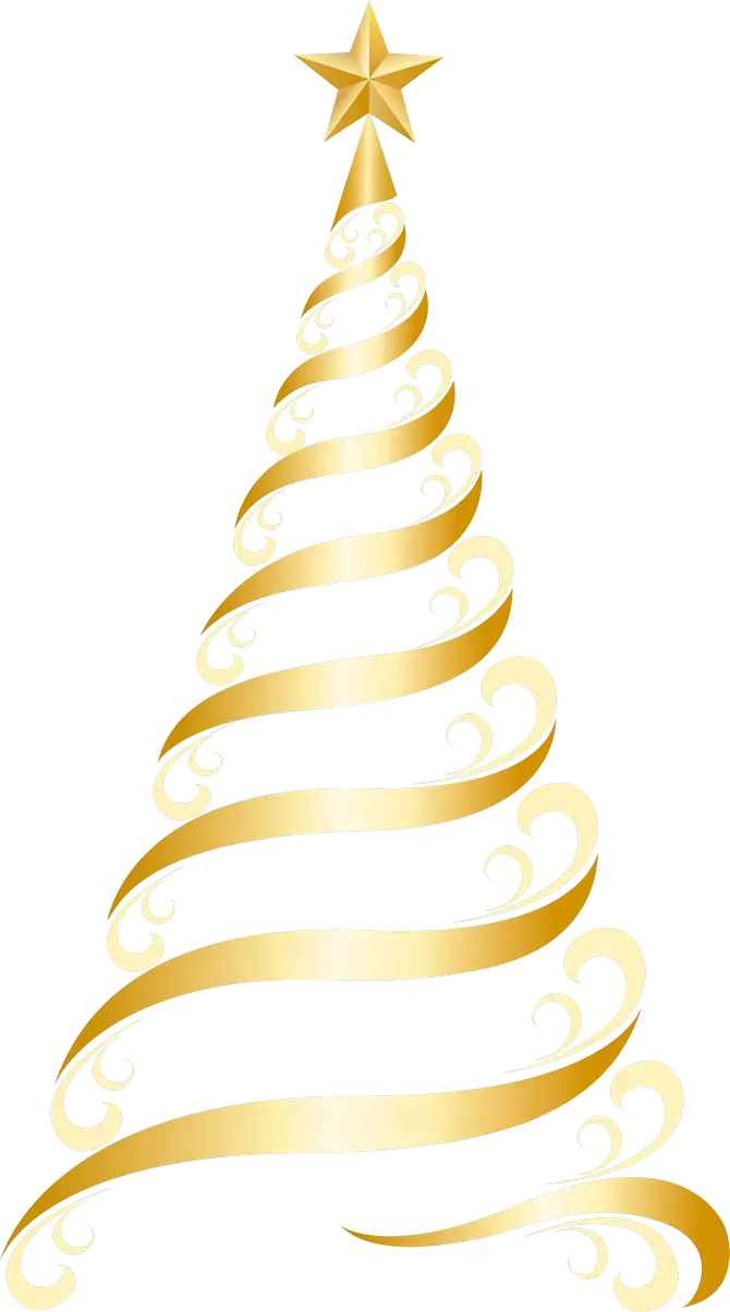 Golden Spiral Christmas Tree with Star