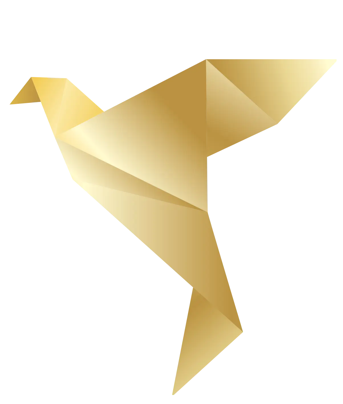 Golden Origami Bird Display Illustration