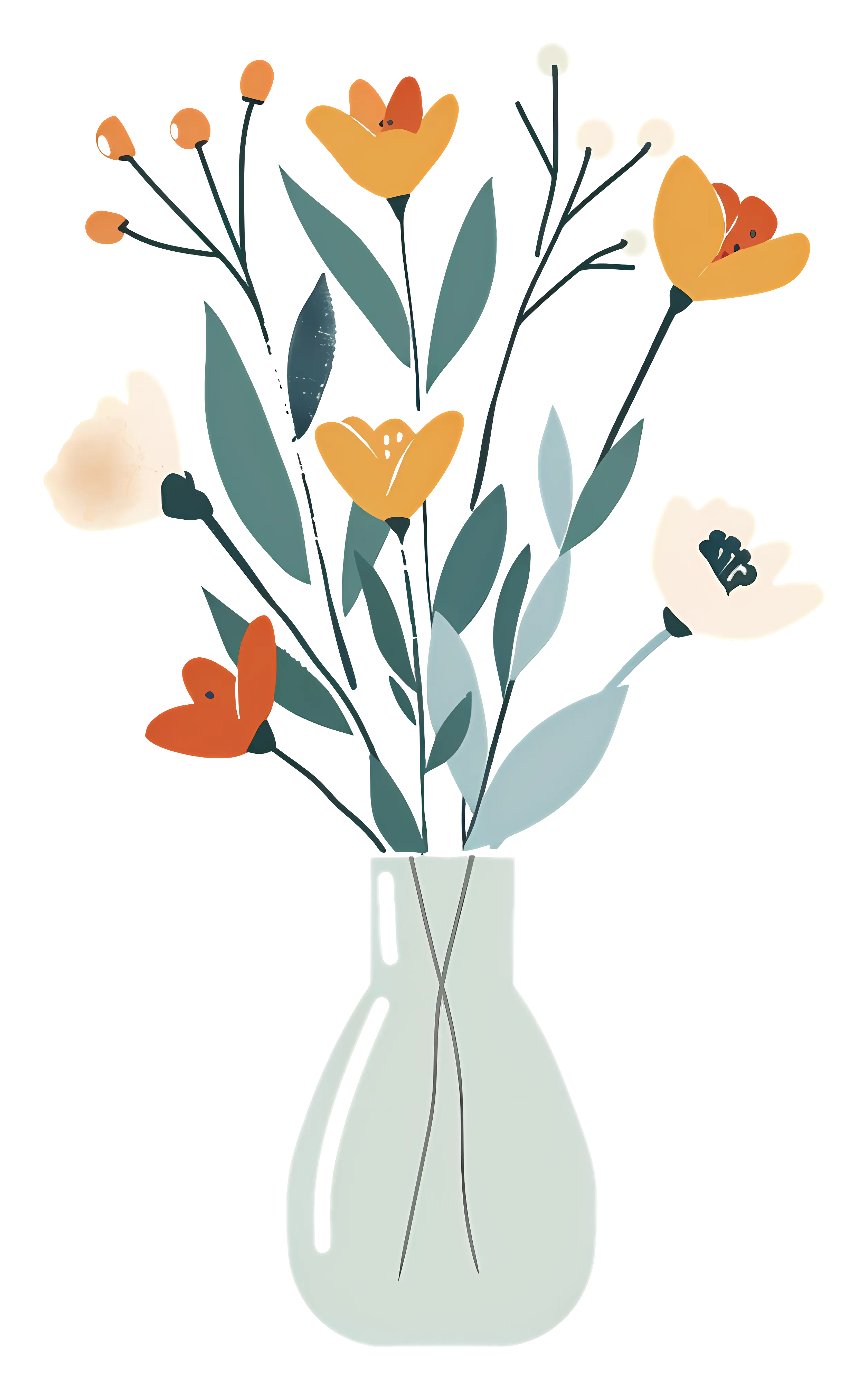 Elegant Vase with Flowers Illustration