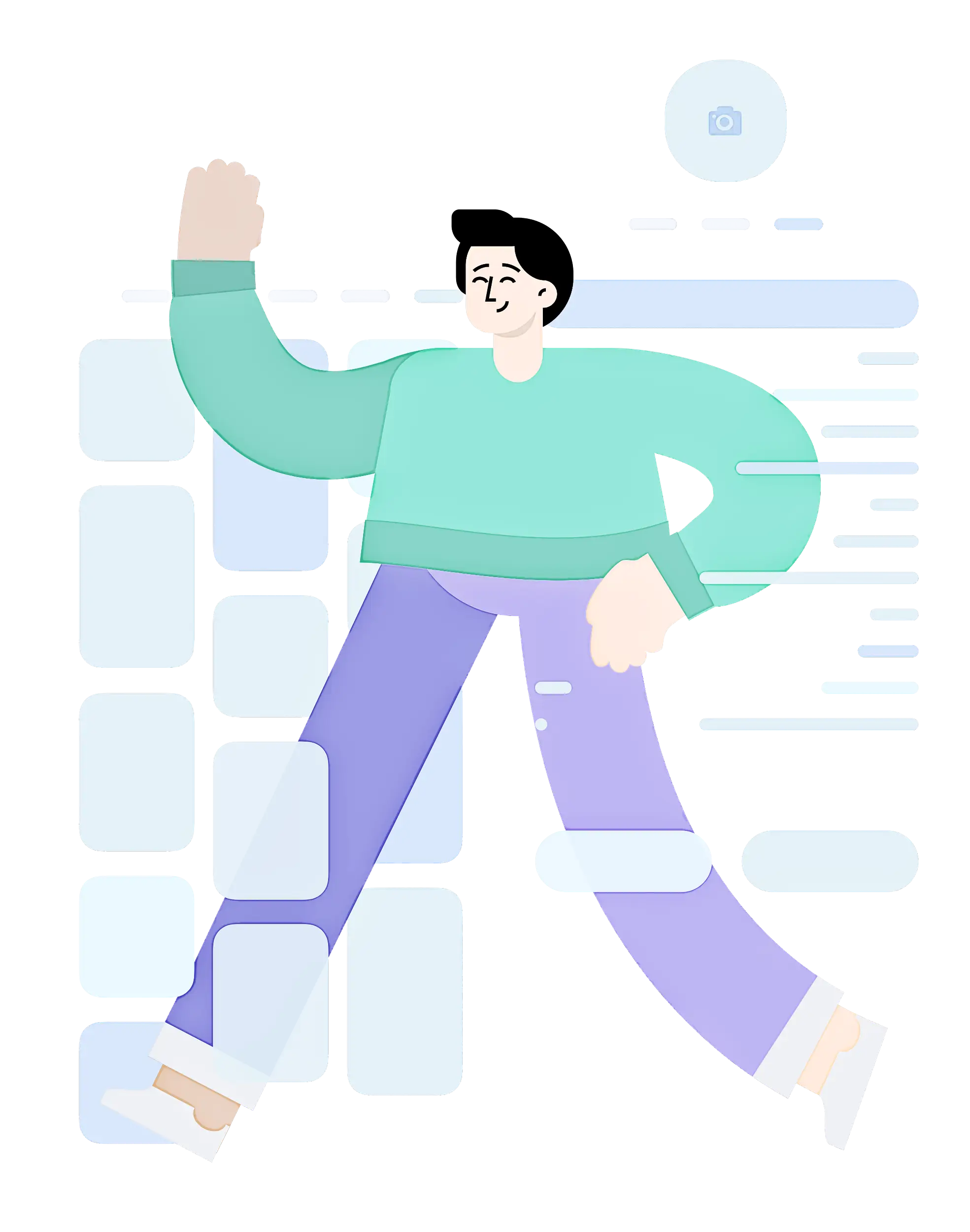 Man Walking with Abstract Background Illustration