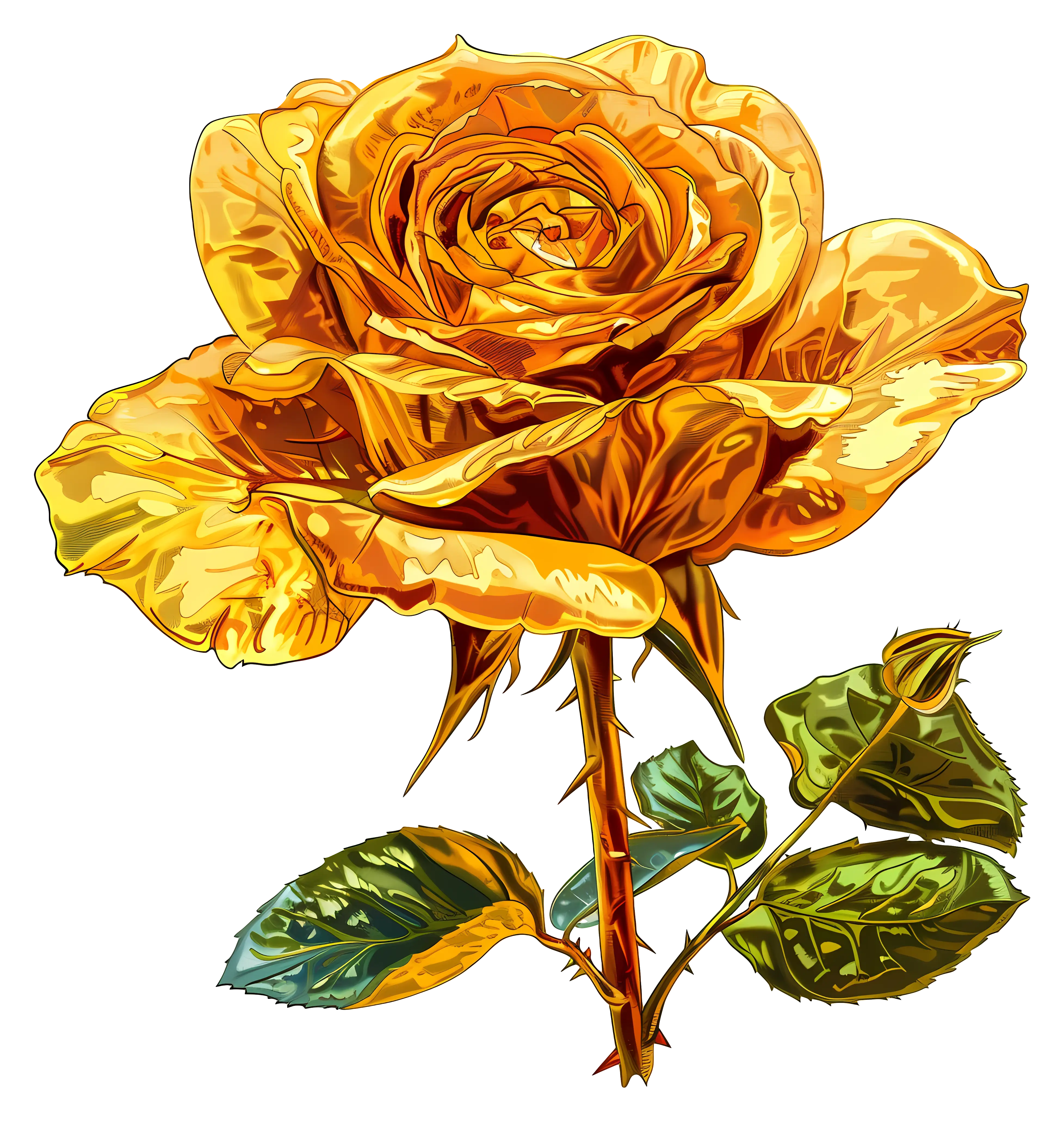 Golden Rose Illustration
