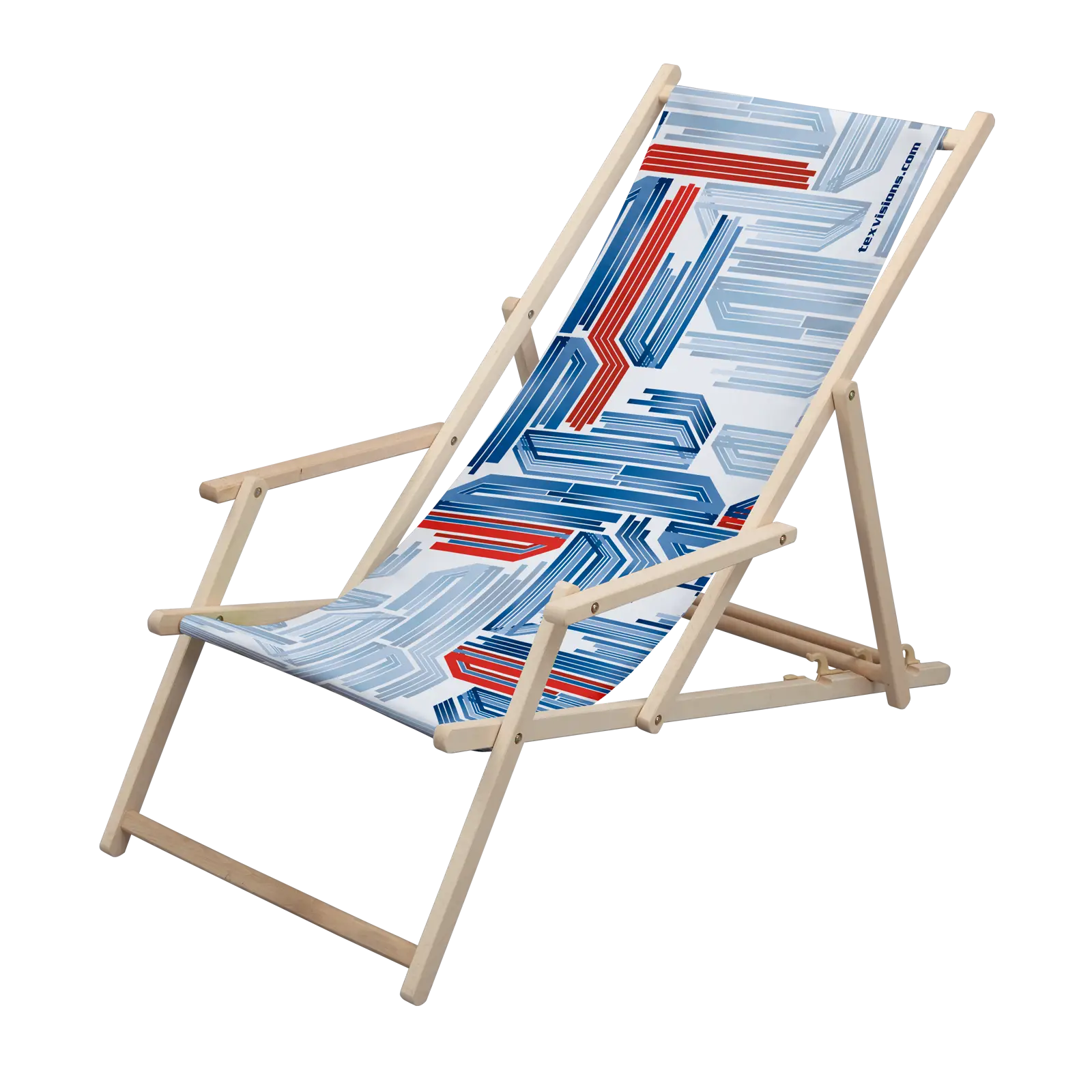 Blue and Red Striped Deck Chair