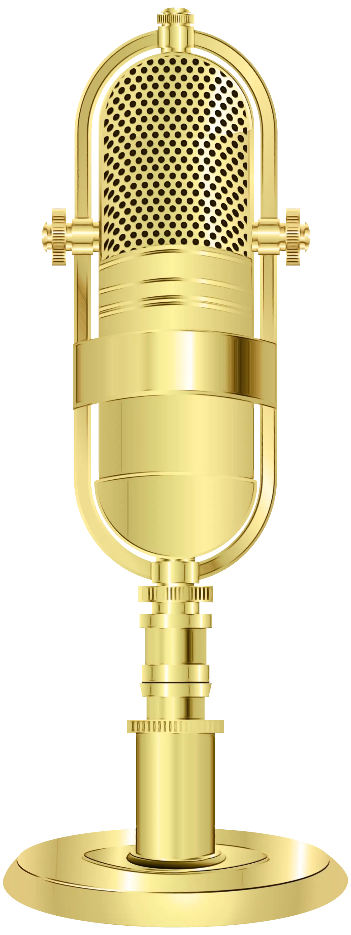Golden Vintage Microphone for Recording or Broadcasting