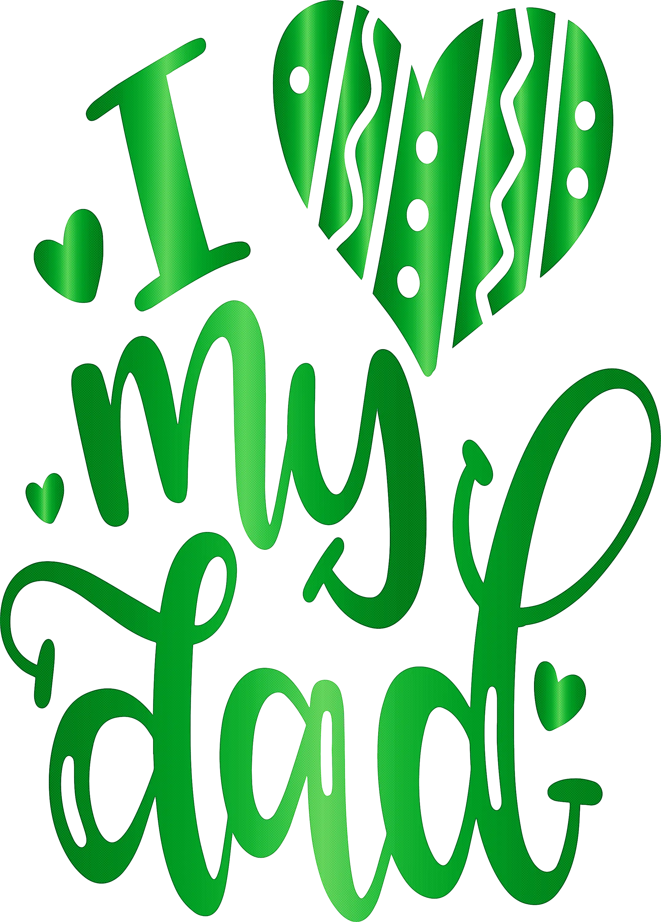 Green Heart I Love My Dad Illustration