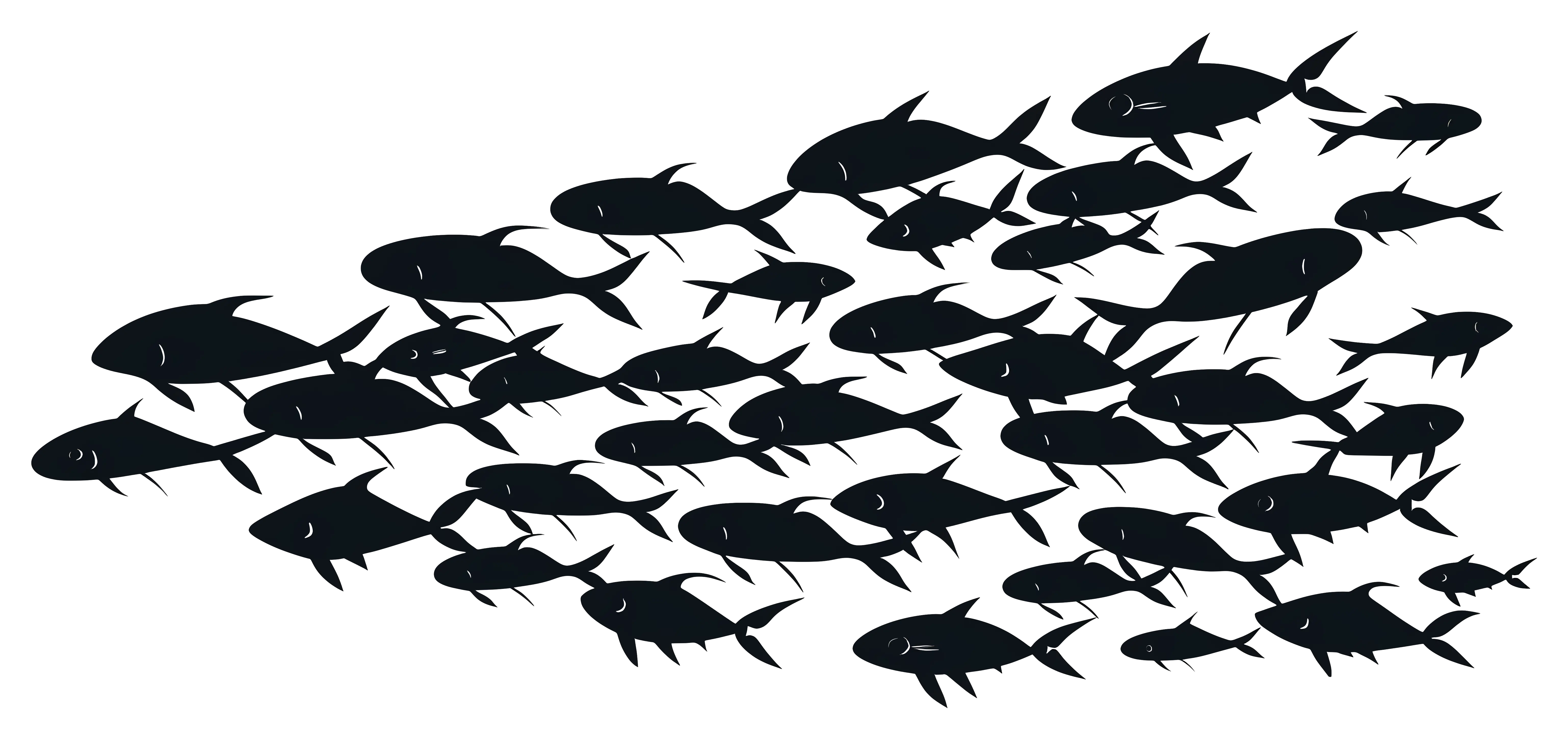 Black Fish School Illustration