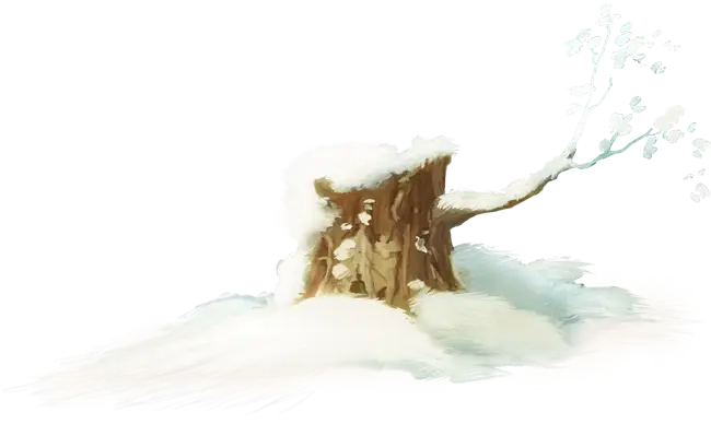 Snowy Tree Stump Illustration