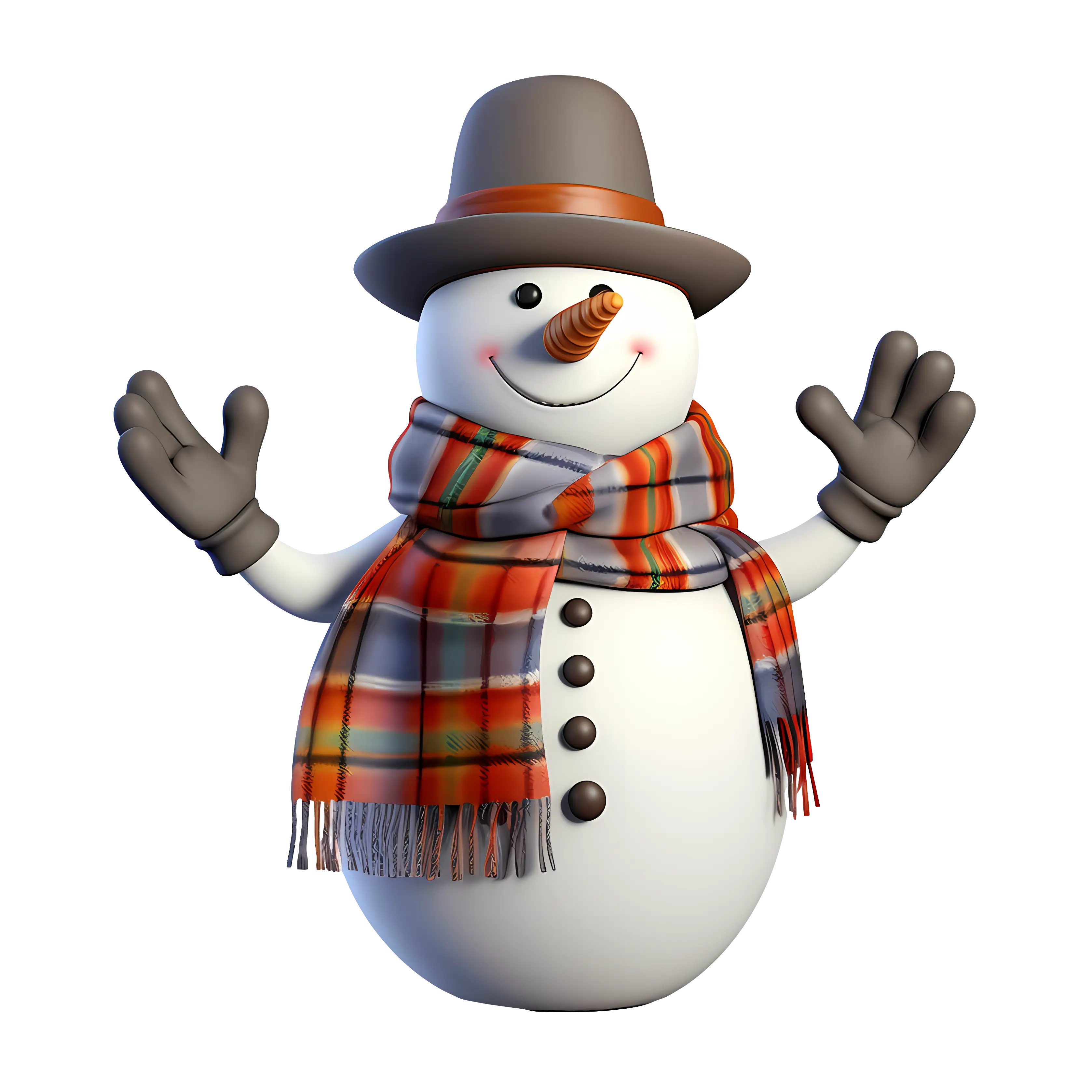 Snowman with Plaid Scarf Illustration
