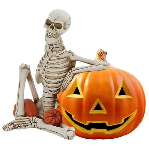 Spooky Skeleton with Pumpkin for Halloween