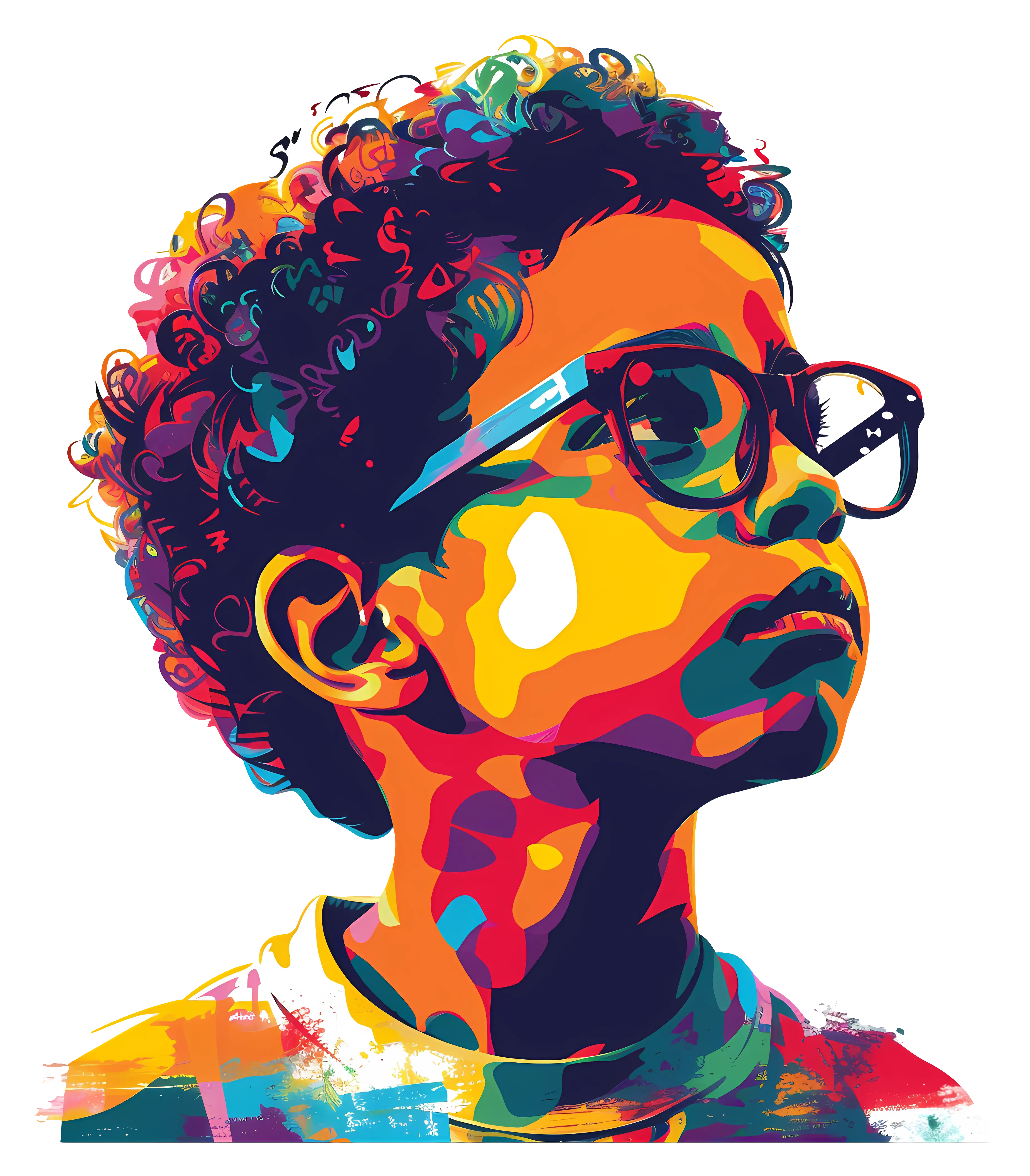 Colorful Boy with Glasses Illustration