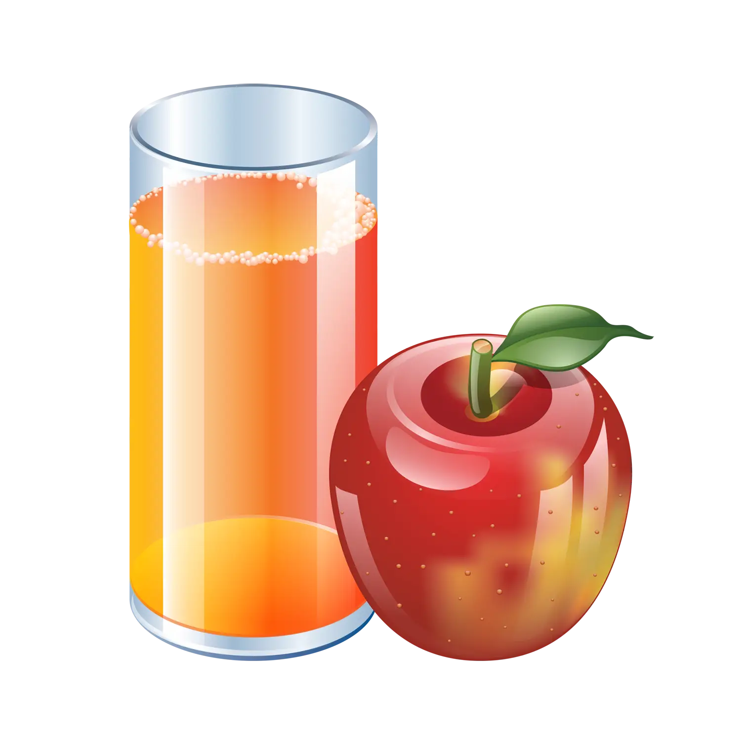 Glass of Orange Juice and Fresh Apple