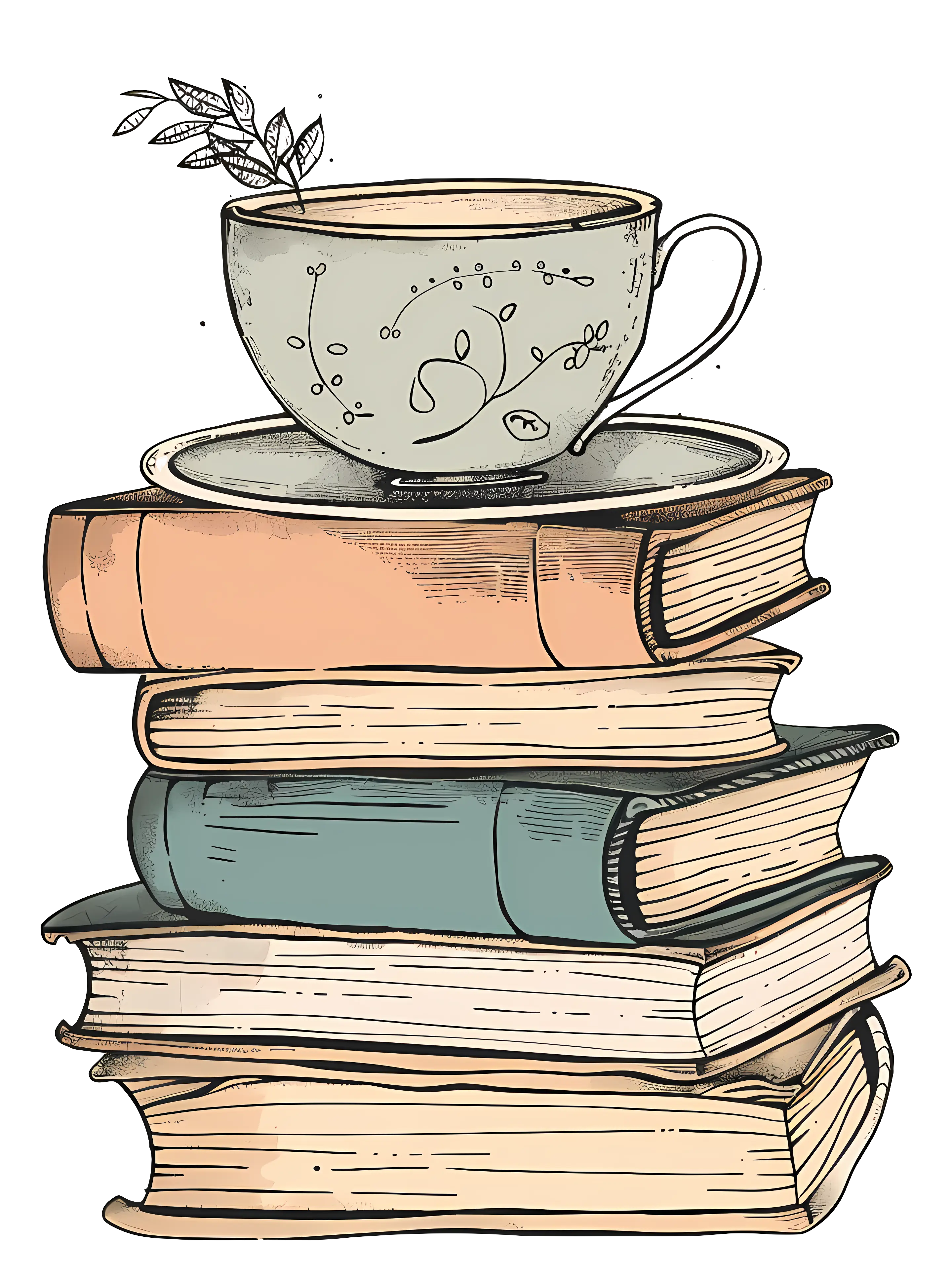 Stack of Books with Decorative Cup on Top
