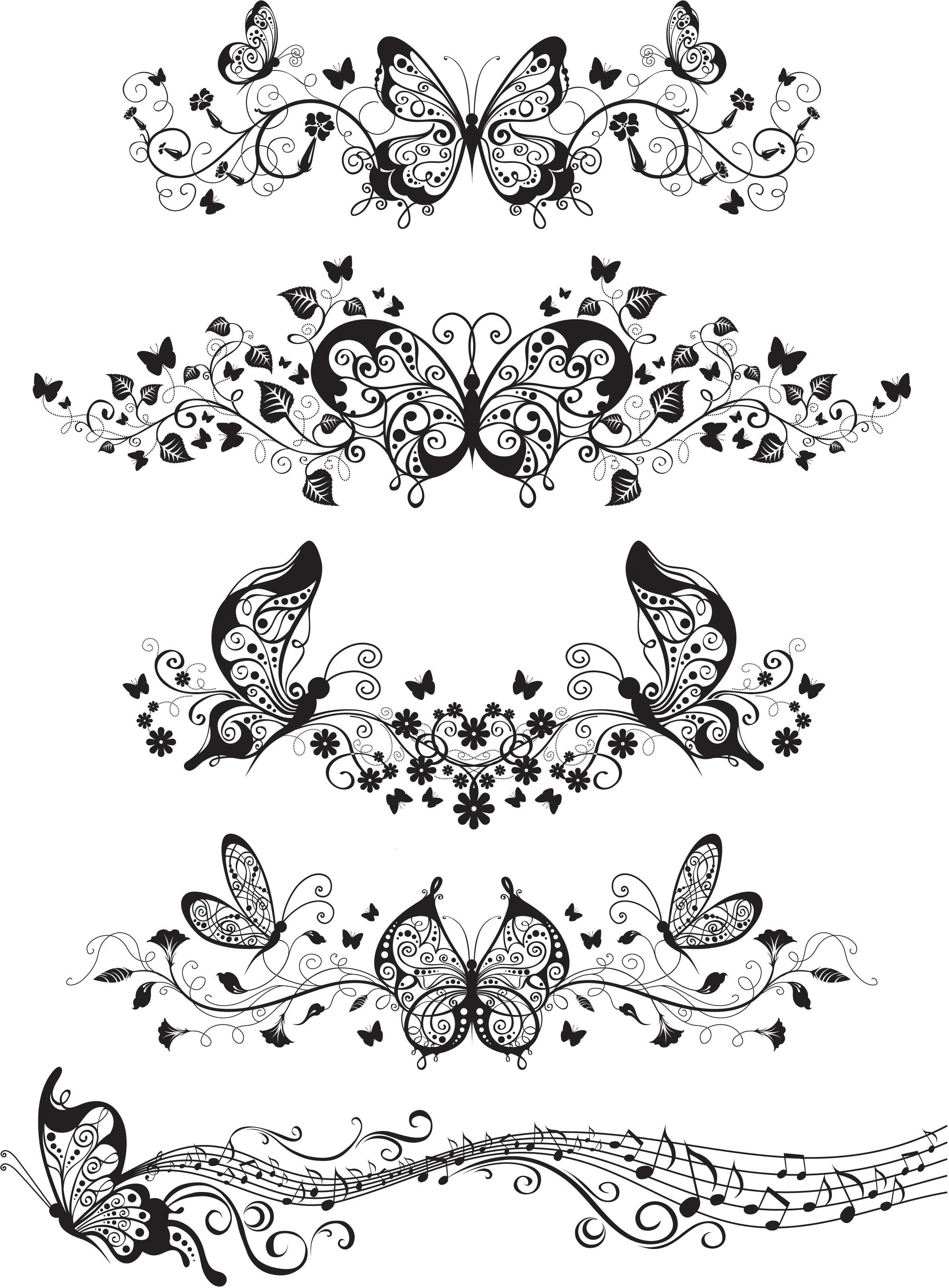Decorative Butterfly Ornaments for Design
