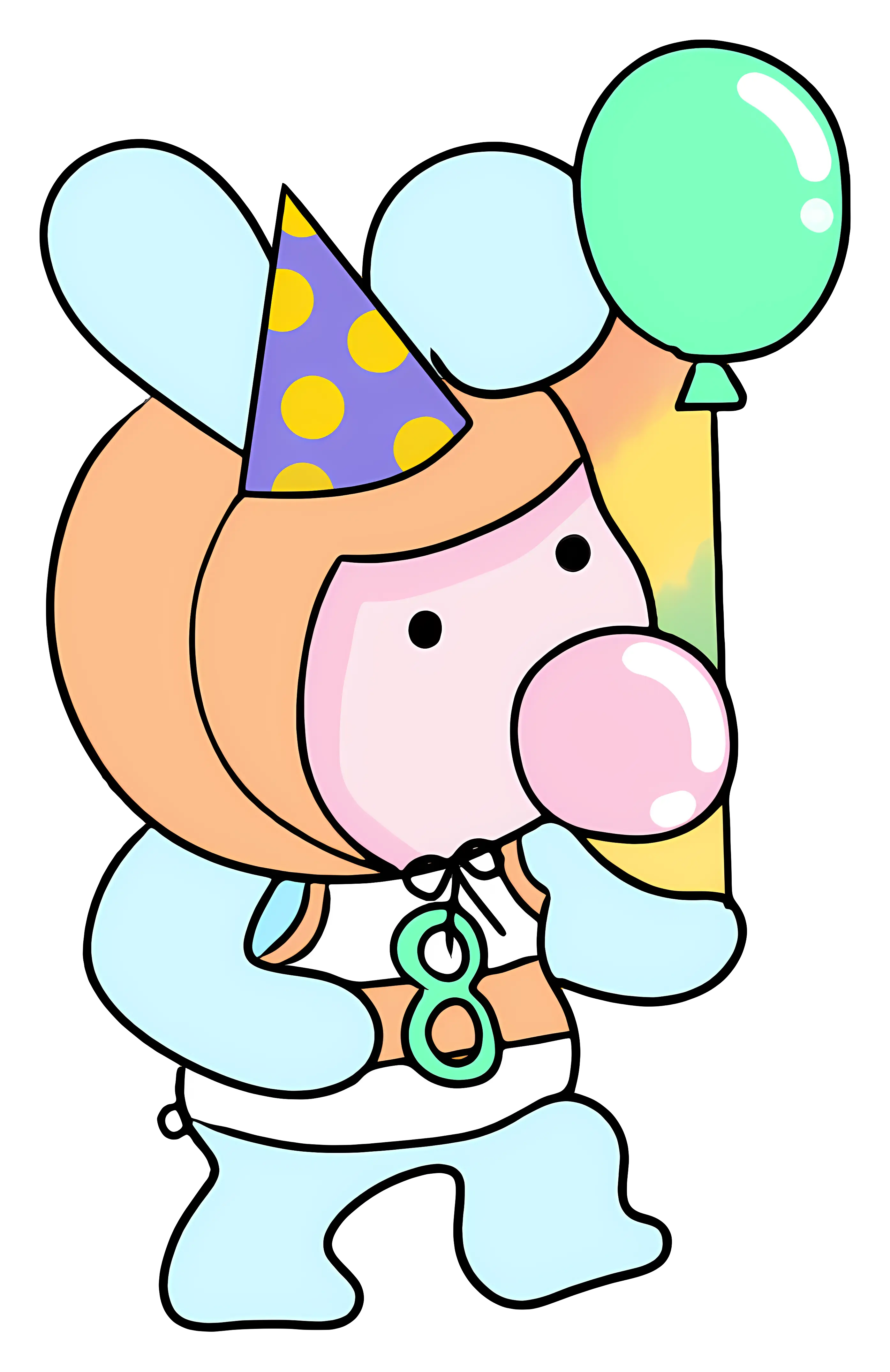 Cartoon Character with Balloon