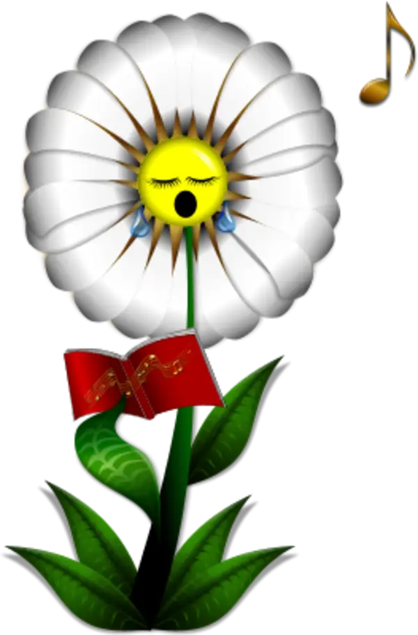 Cartoon Singing Flower with Music Book