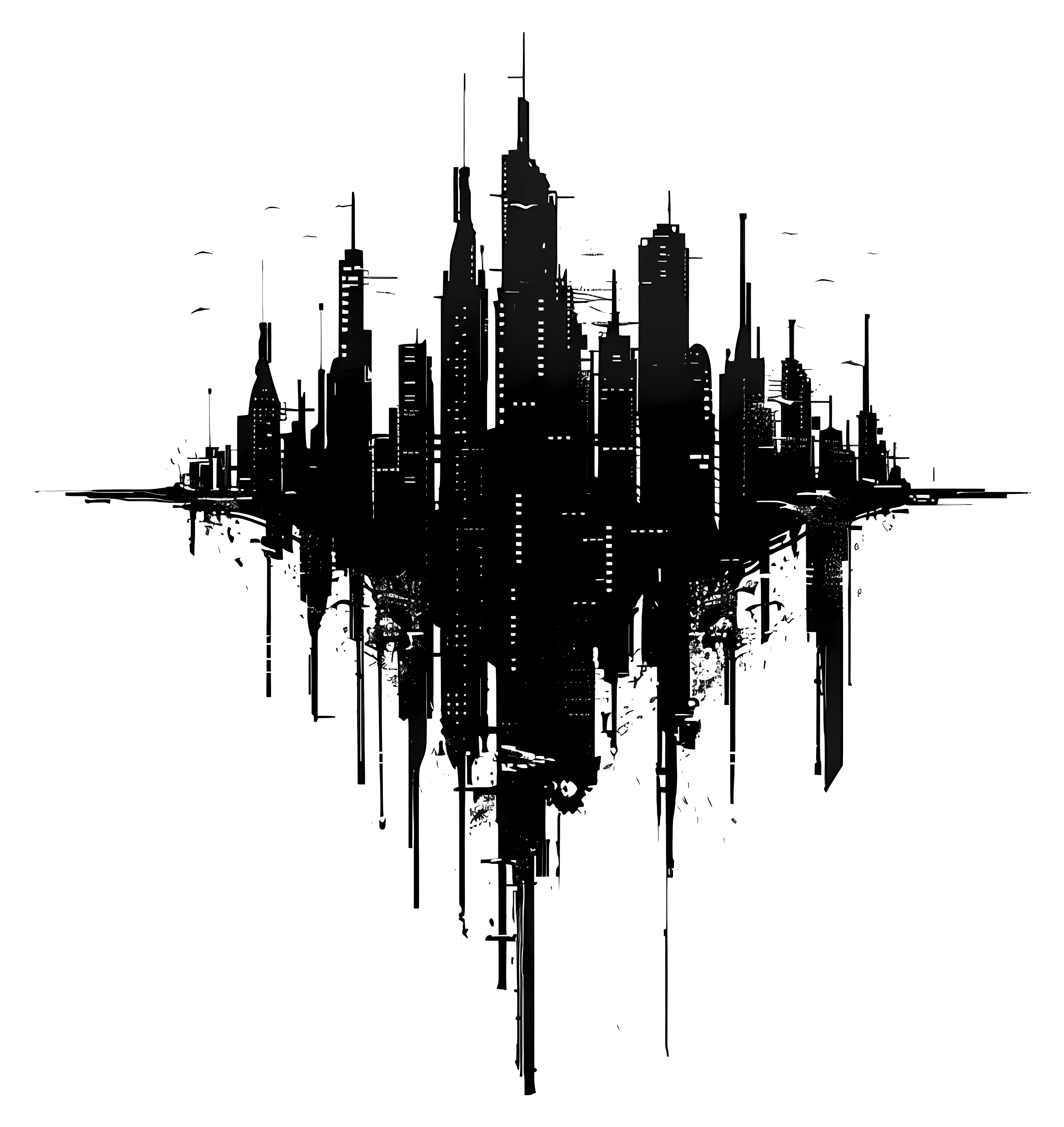 Abstract Cityscape Silhouette Art