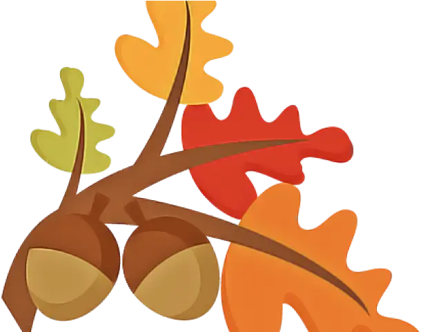 Oak Leaves and Acorns in Autumn Colors