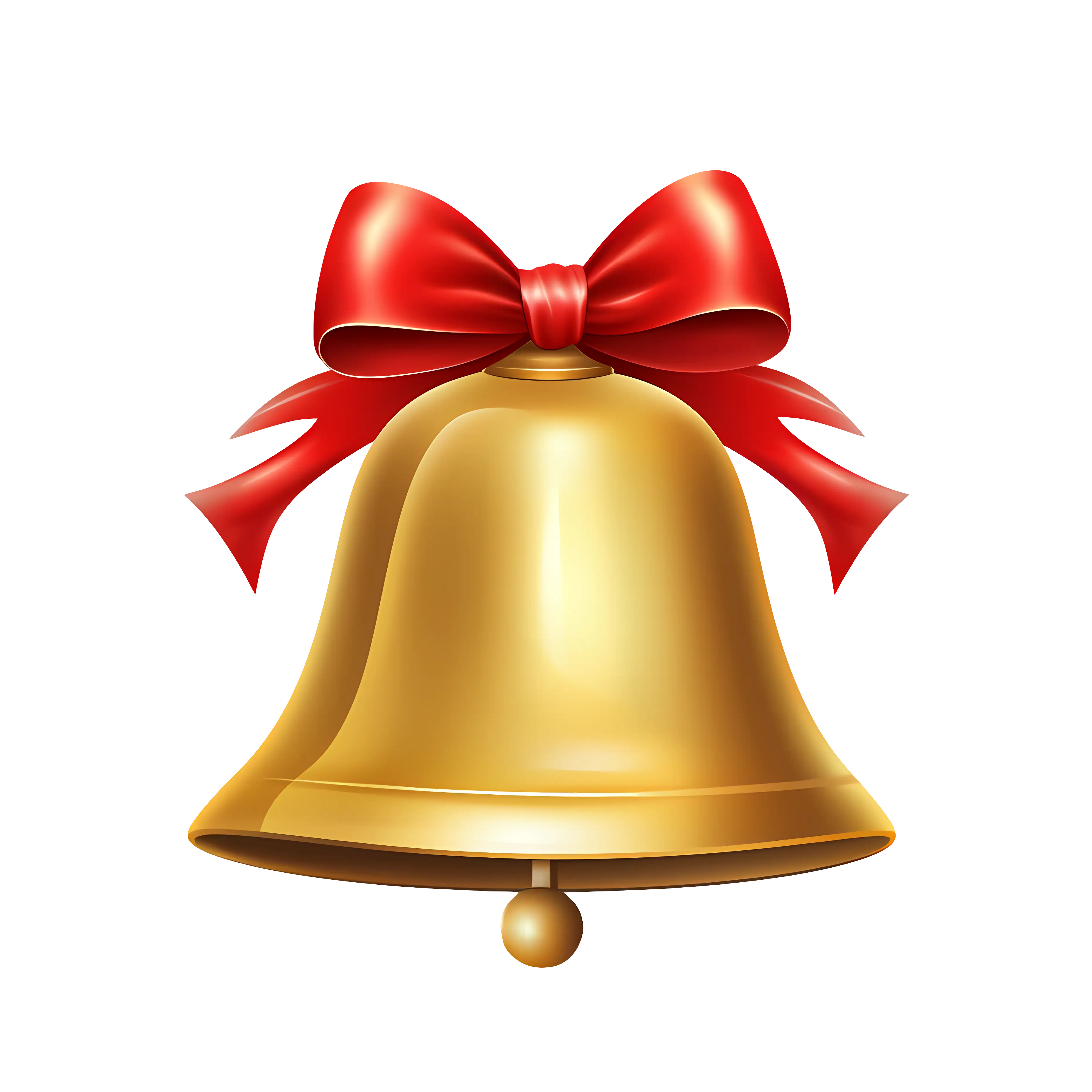 Golden Bell with Red Ribbon for Christmas Celebrations