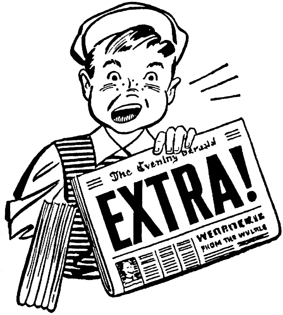 Vintage Newsboy Shouting Extra