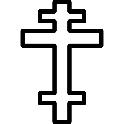 Black Outline Orthodox Cross Symbol