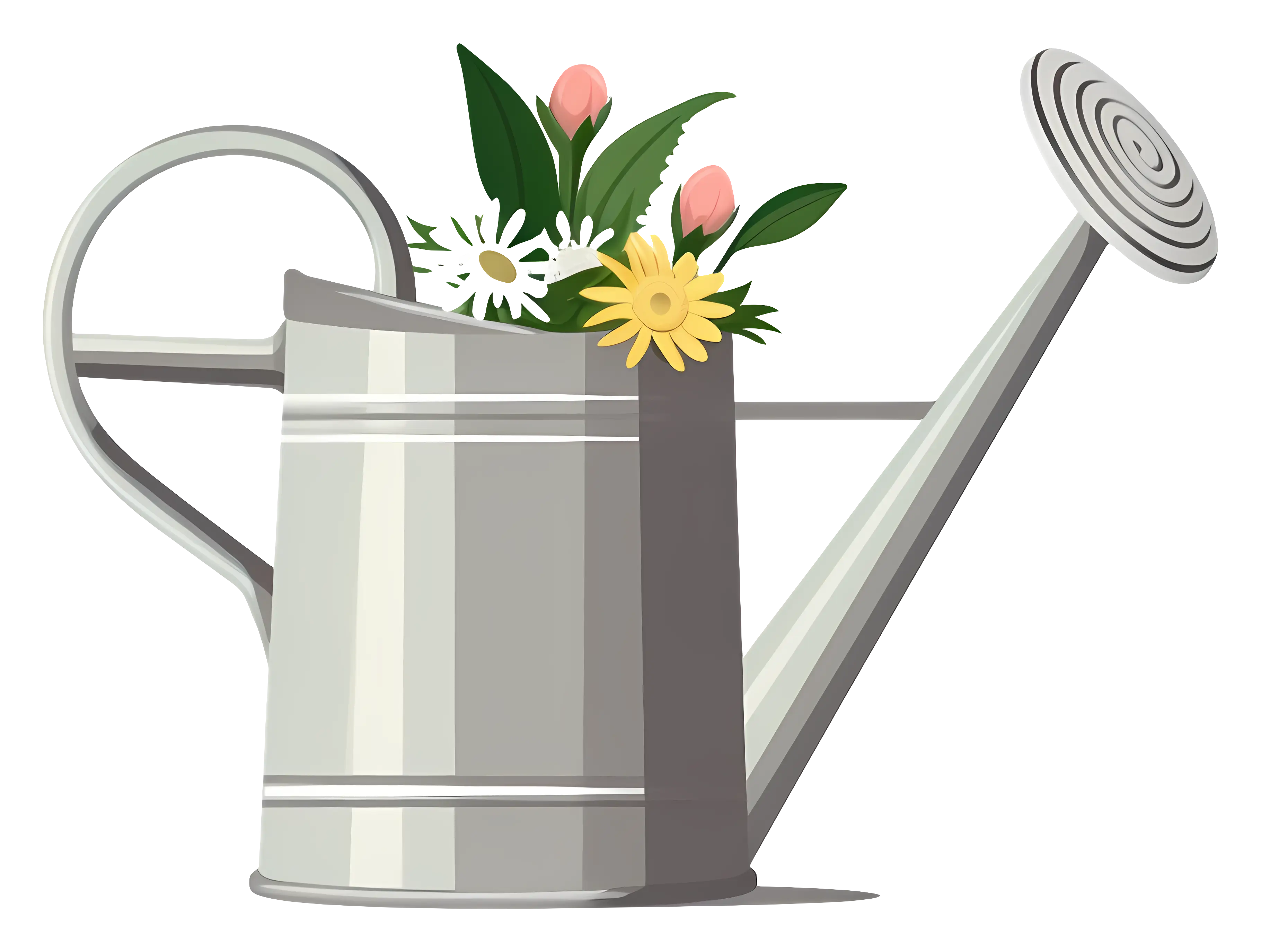 Metal Watering Can with Flowers