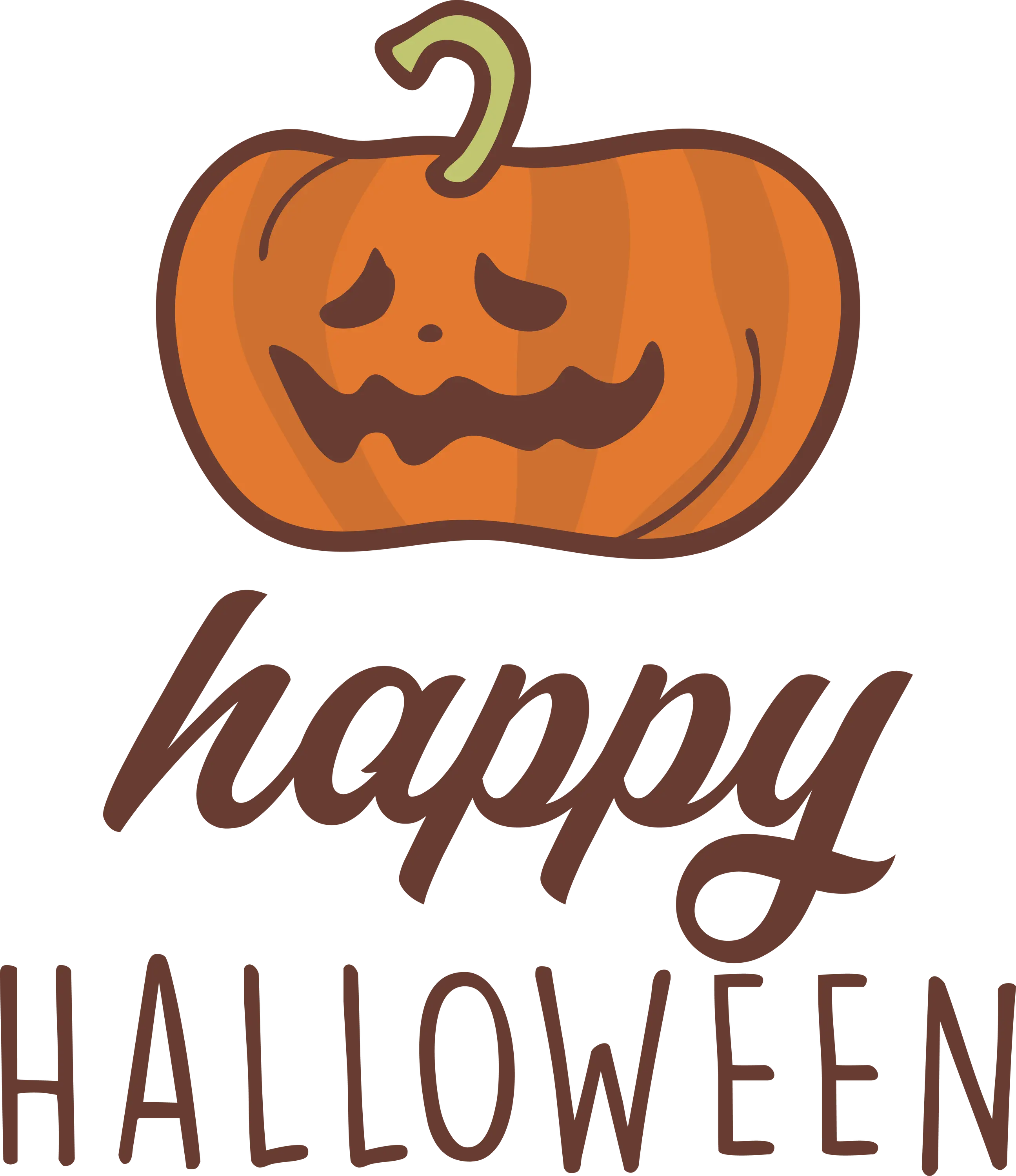 Stylized Pumpkin with Happy Halloween Text