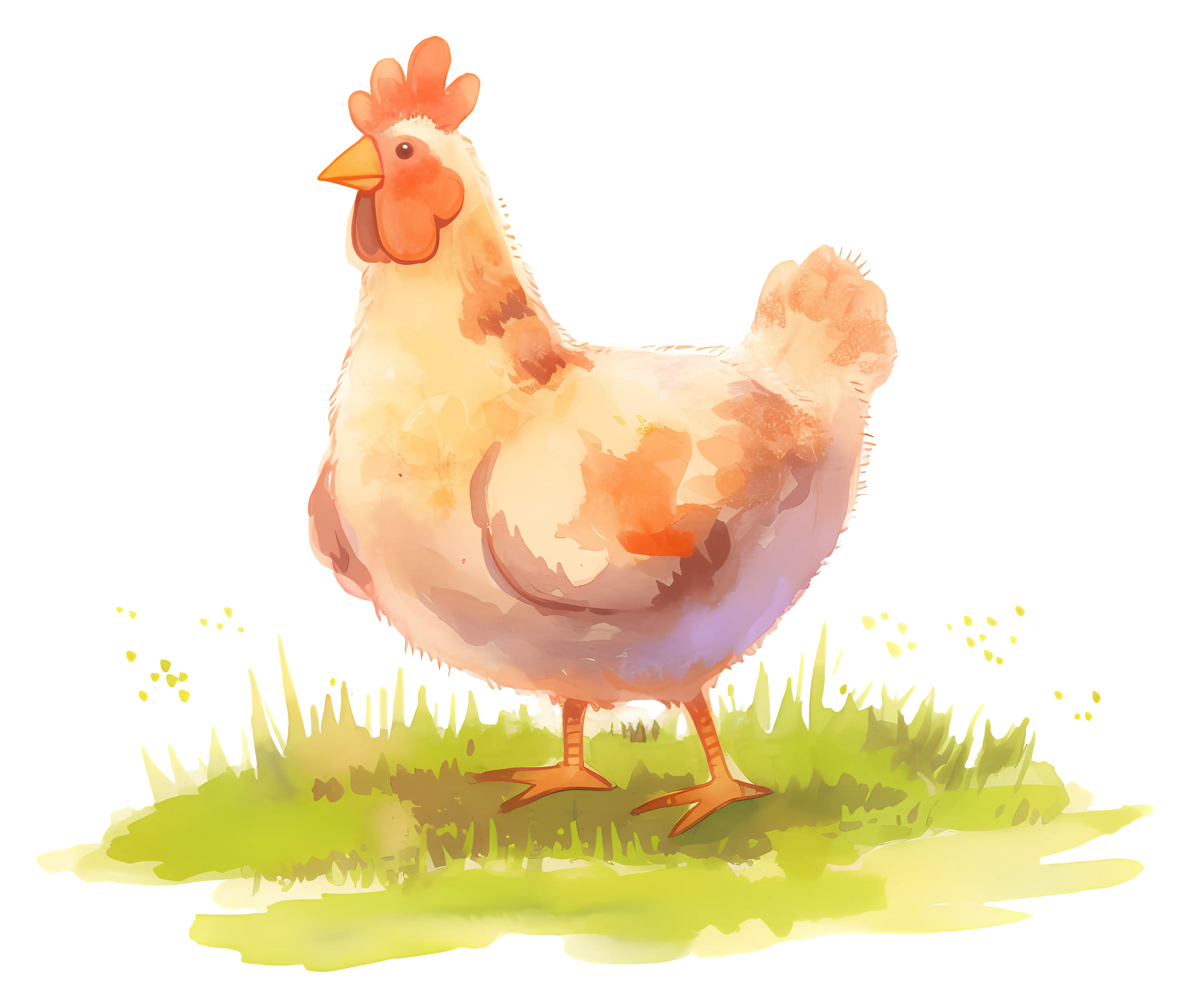 Chicken in Grass Illustration