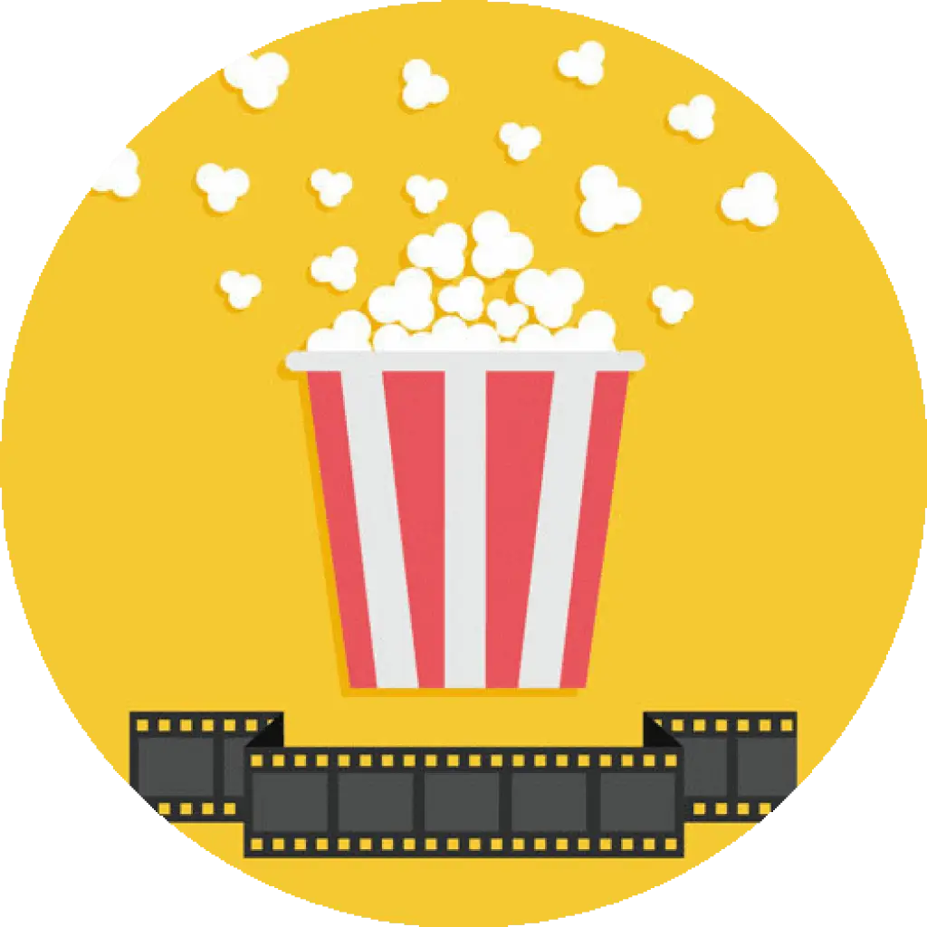 Popcorn and Film Reel for Cinema
