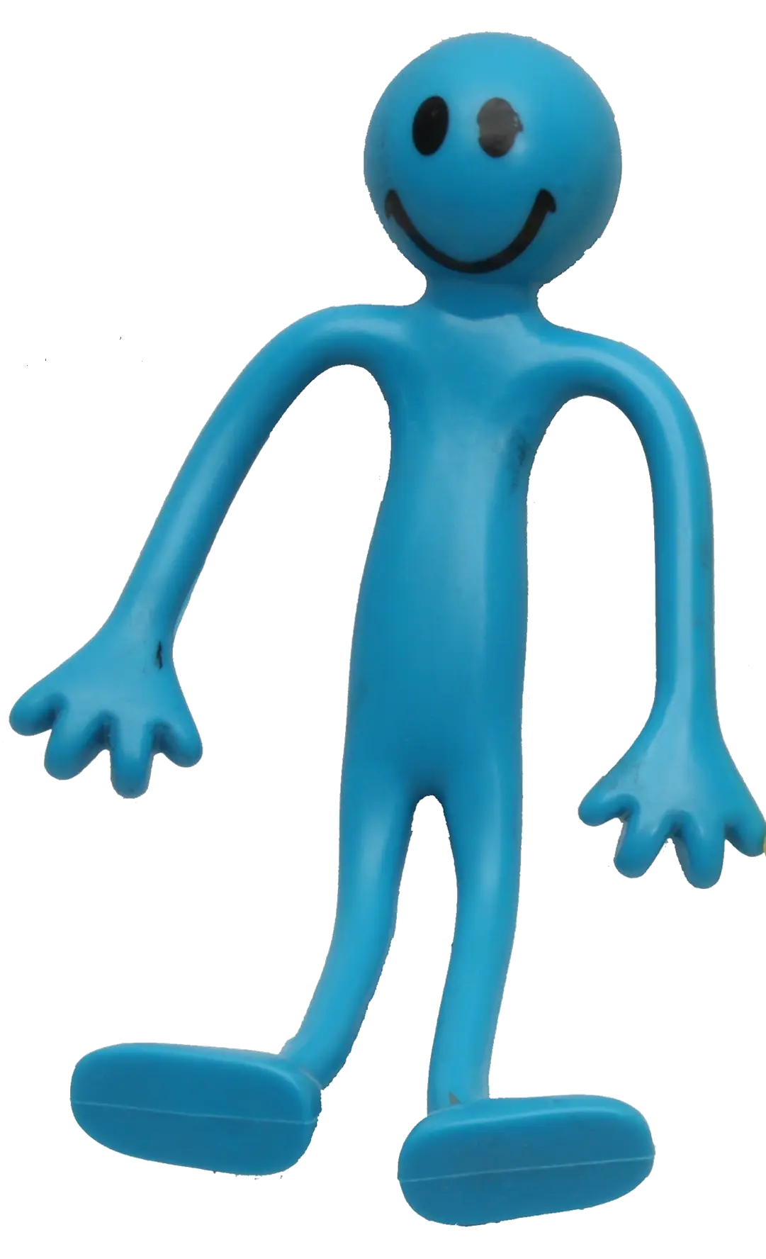 Blue Stick Figure Toy with Smile