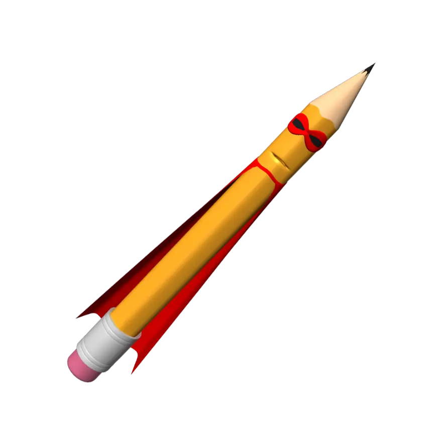 Flying Superhero Pencil Design