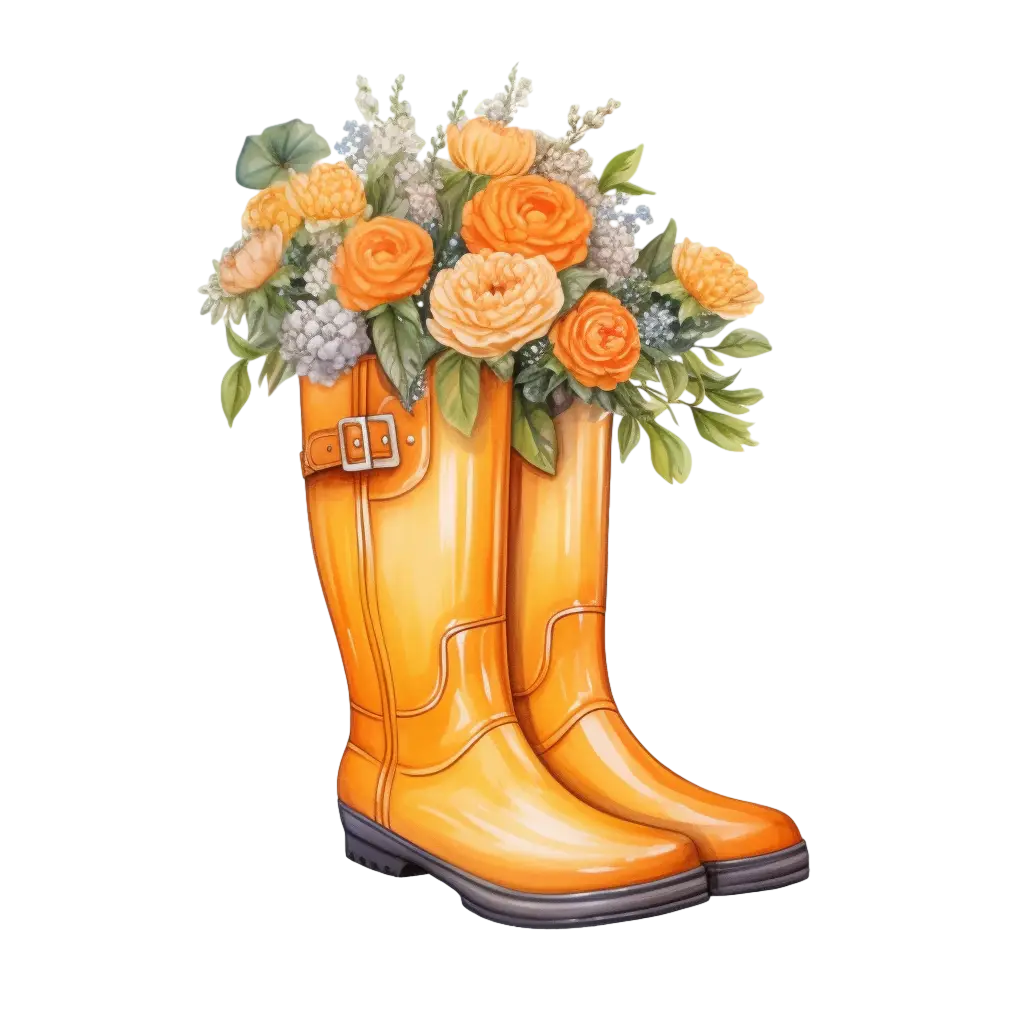 Yellow Boots with Flower Arrangement for Creative Decor