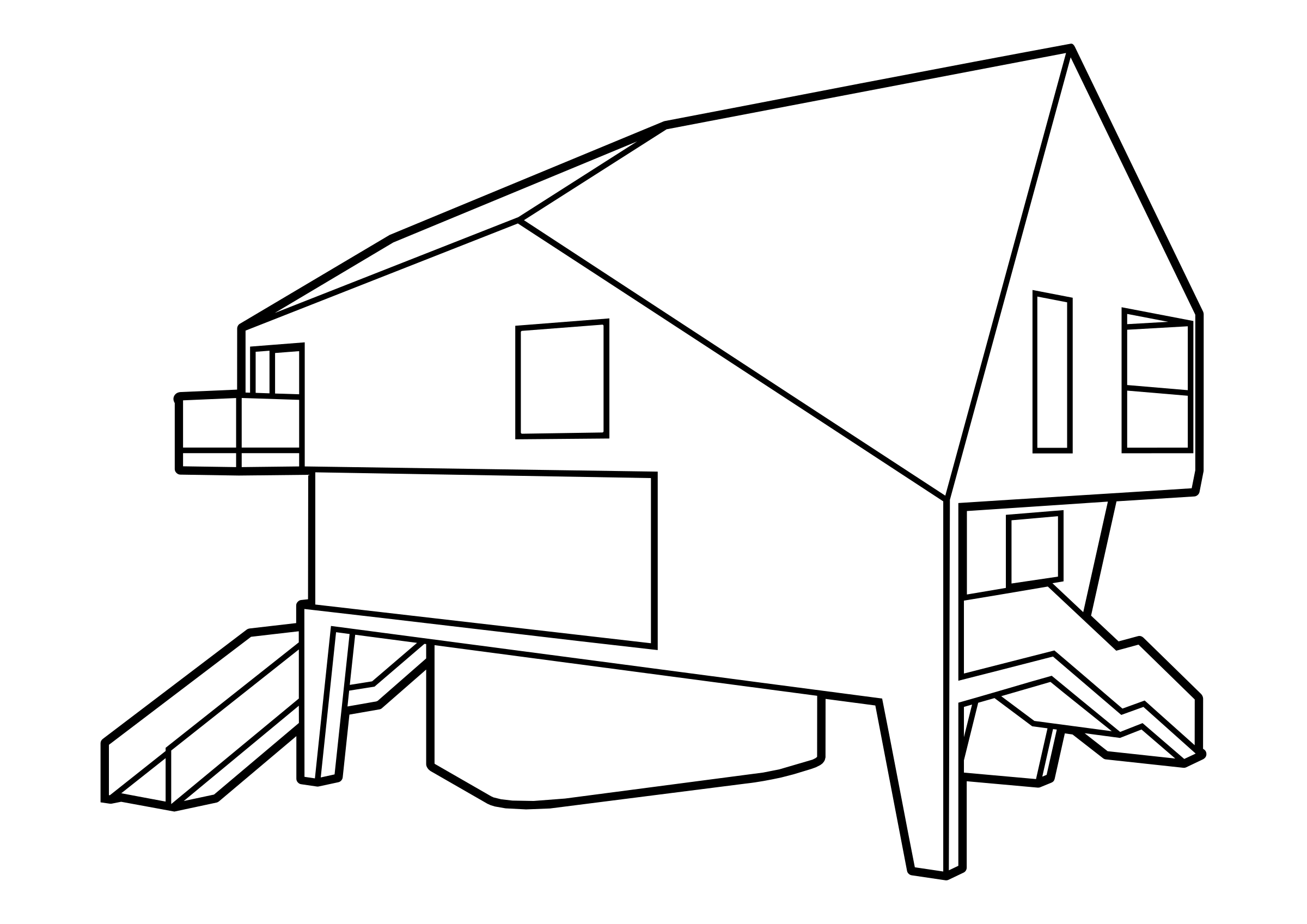 Simple Line Drawing of a House