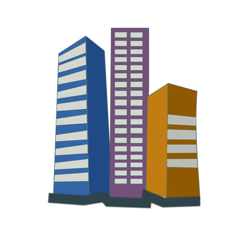 Colorful Skyscrapers Illustration in Urban Setting