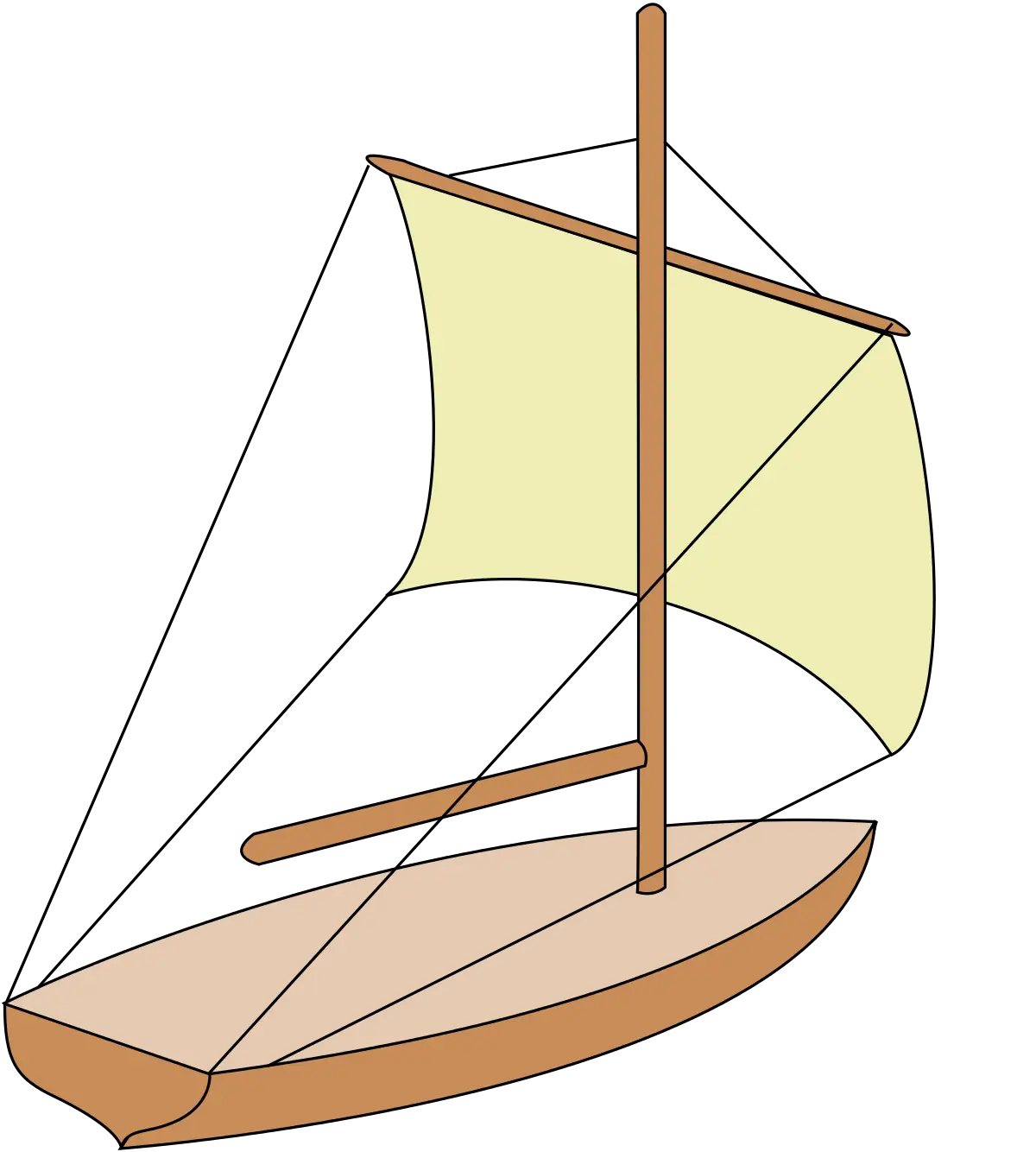 Wooden Sailboat Illustration with Yellow Sail