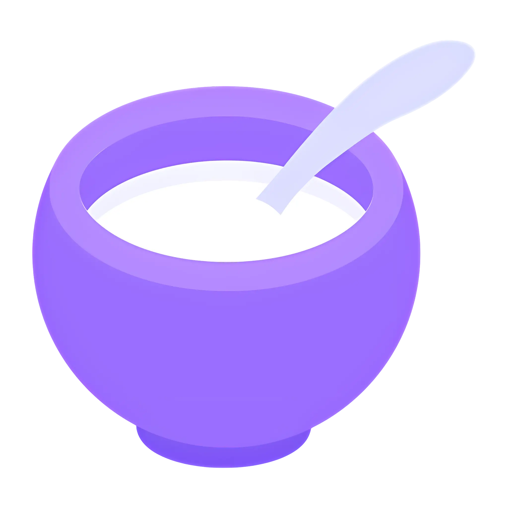 Purple Bowl of Yogurt with Spoon
