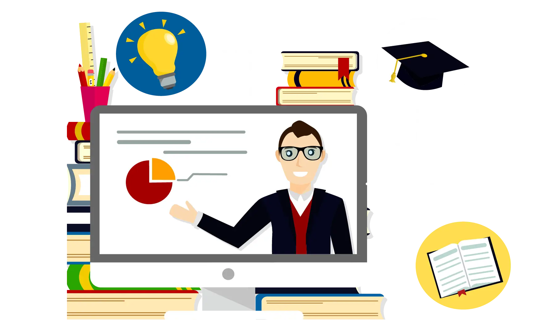 Online Education with Computer and Books