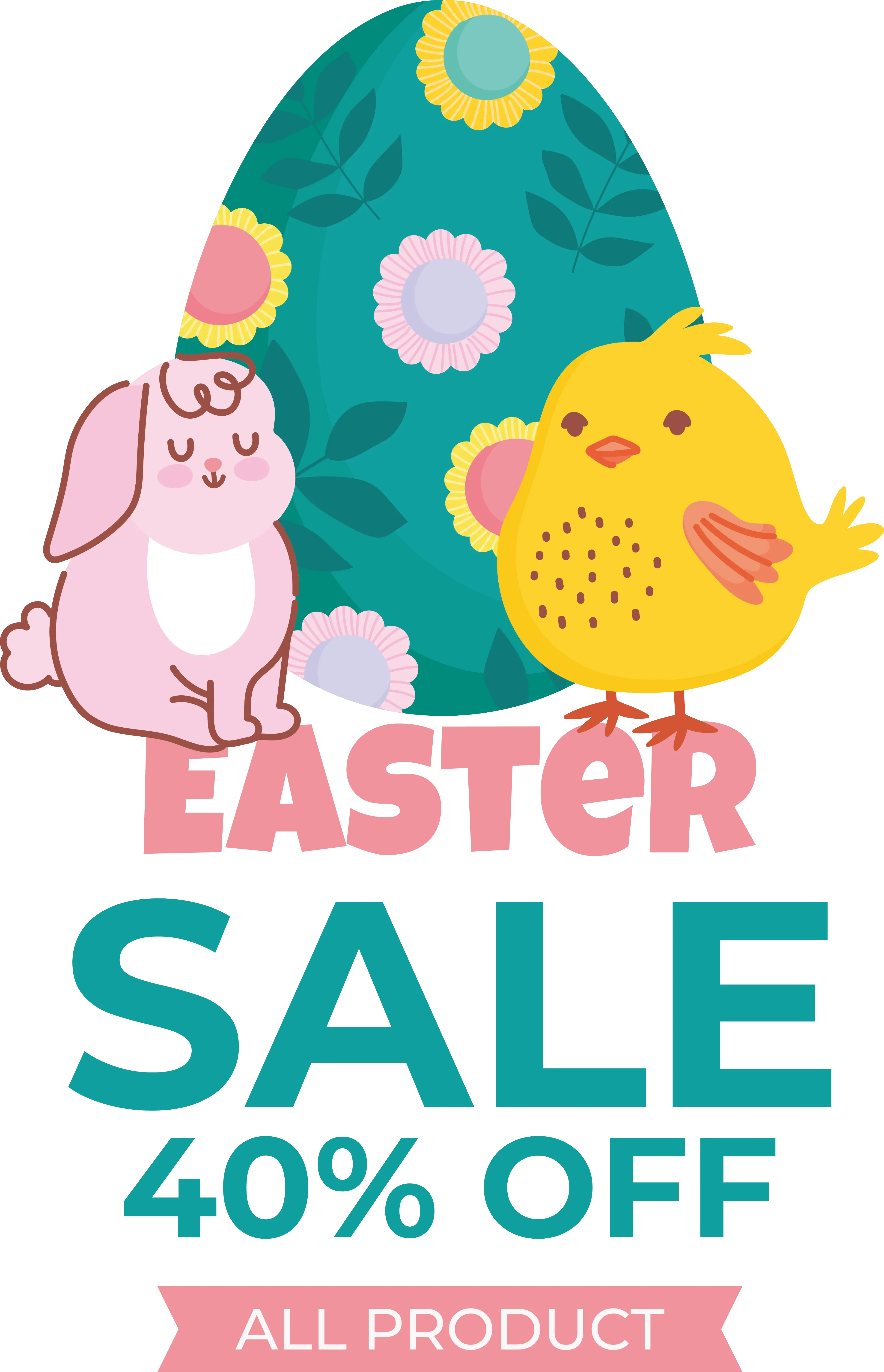 Easter Sale Ad with Bunny and Chick