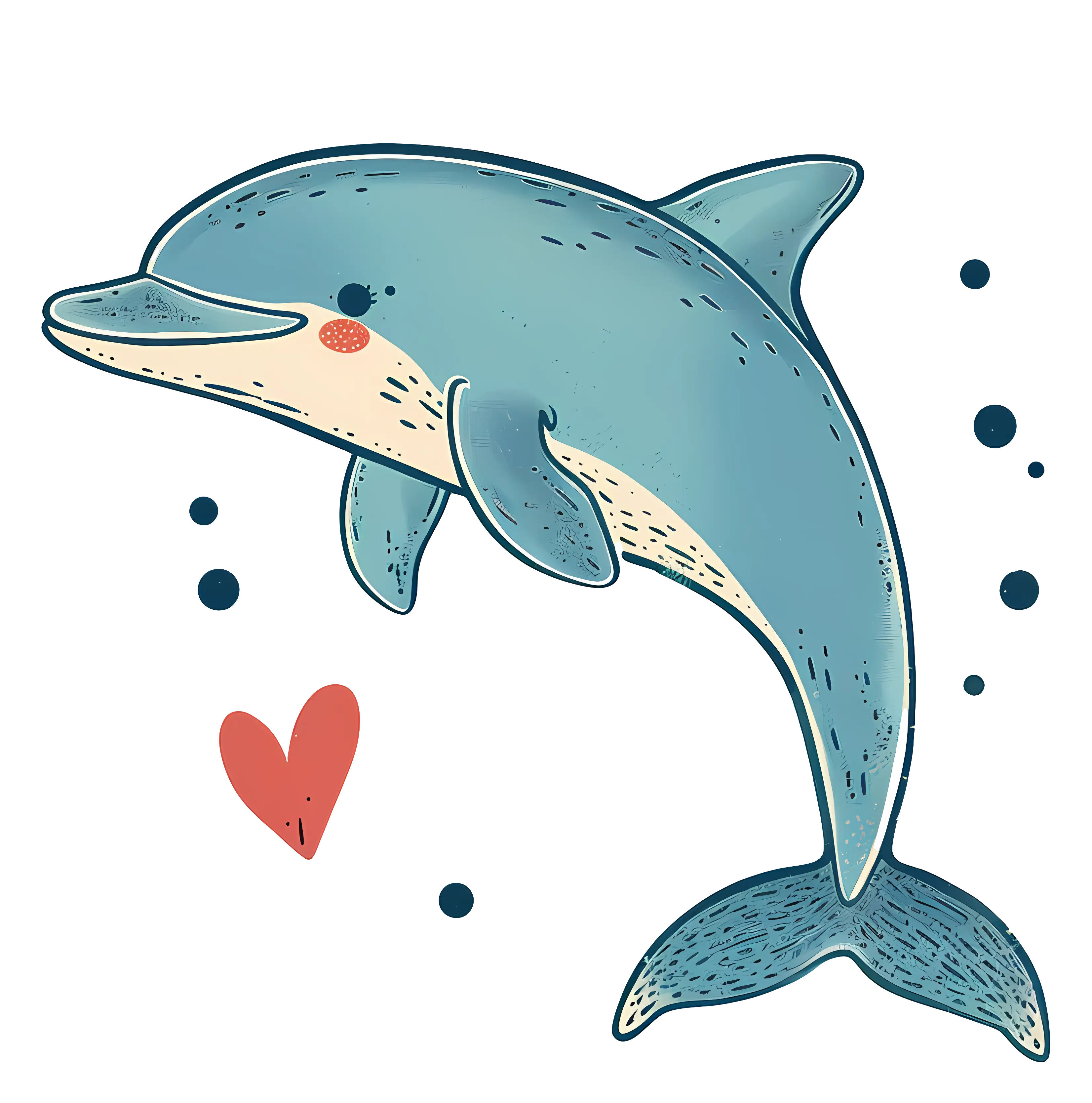 Playful Dolphin with Heart Illustration