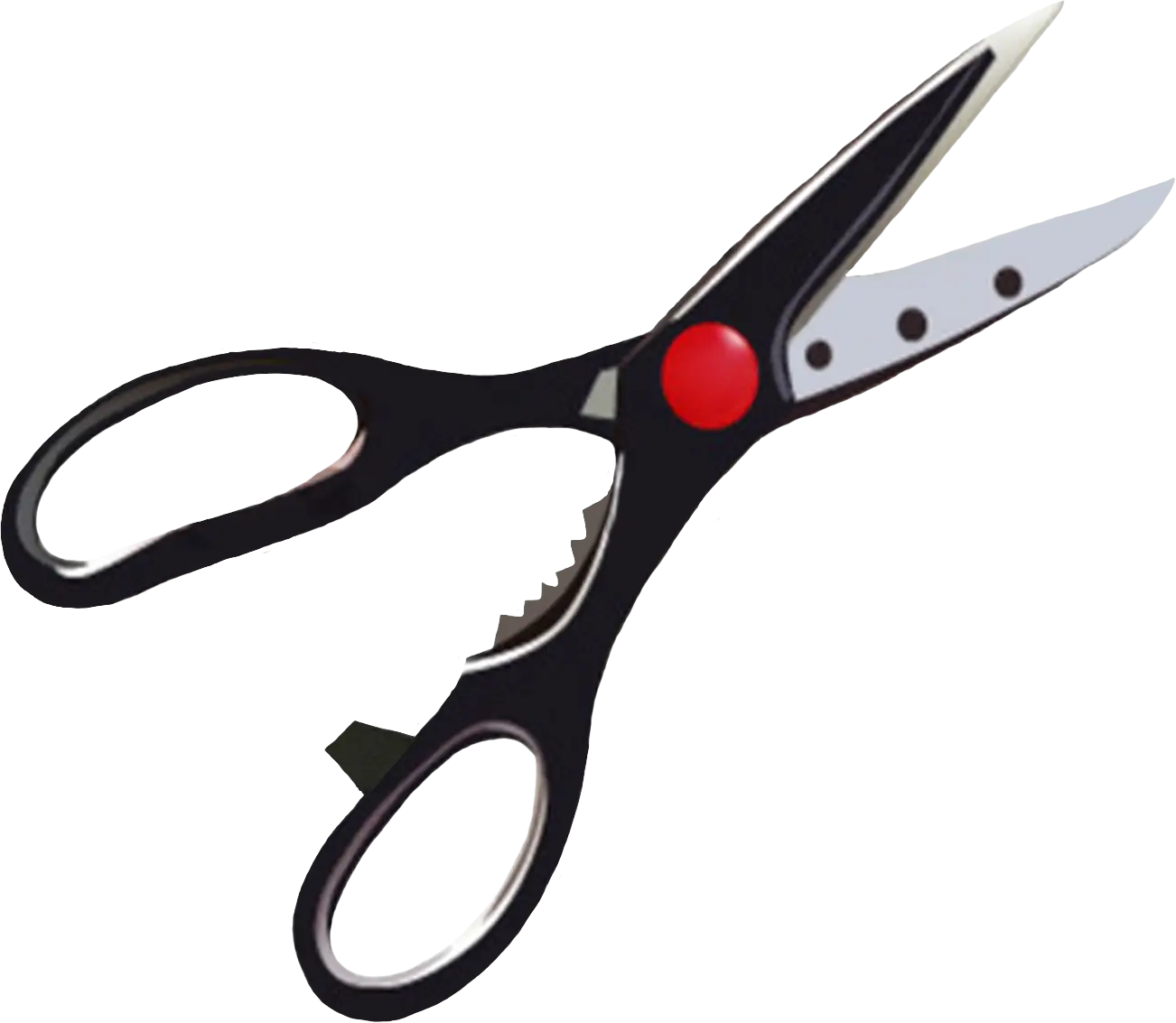 Black Scissors with Red Button