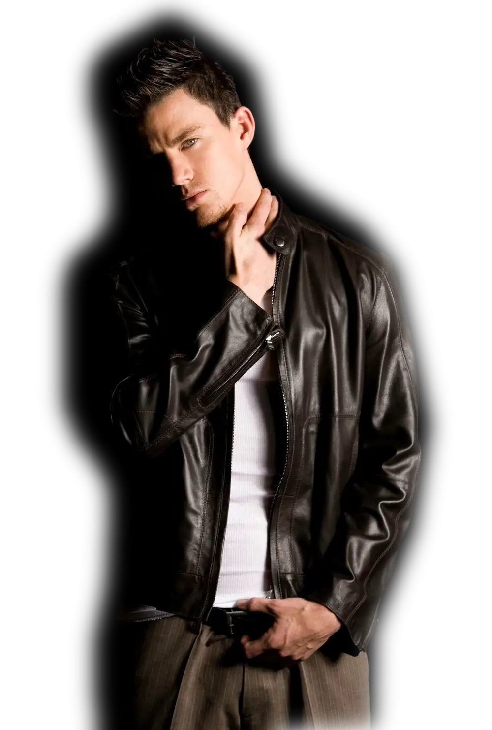 Man in Stylish Leather Jacket