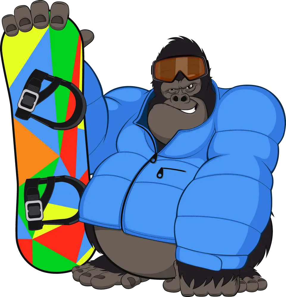 Cartoon Gorilla Holding a Snowboard