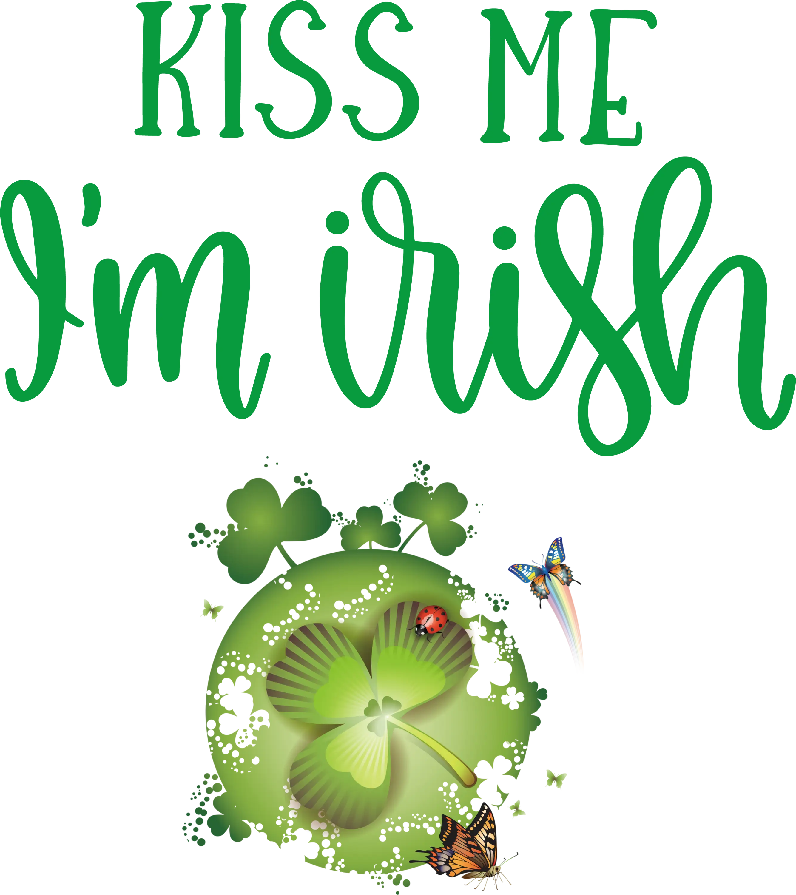 Kiss Me I&#039;m Irish Text with Clover