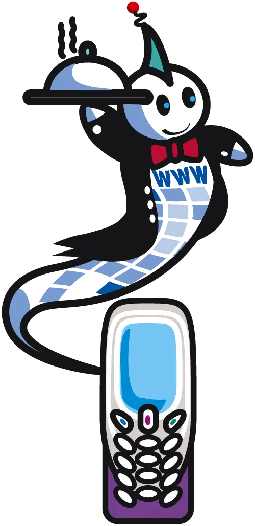 Cartoon Character with Mobile Phone for Digital Services