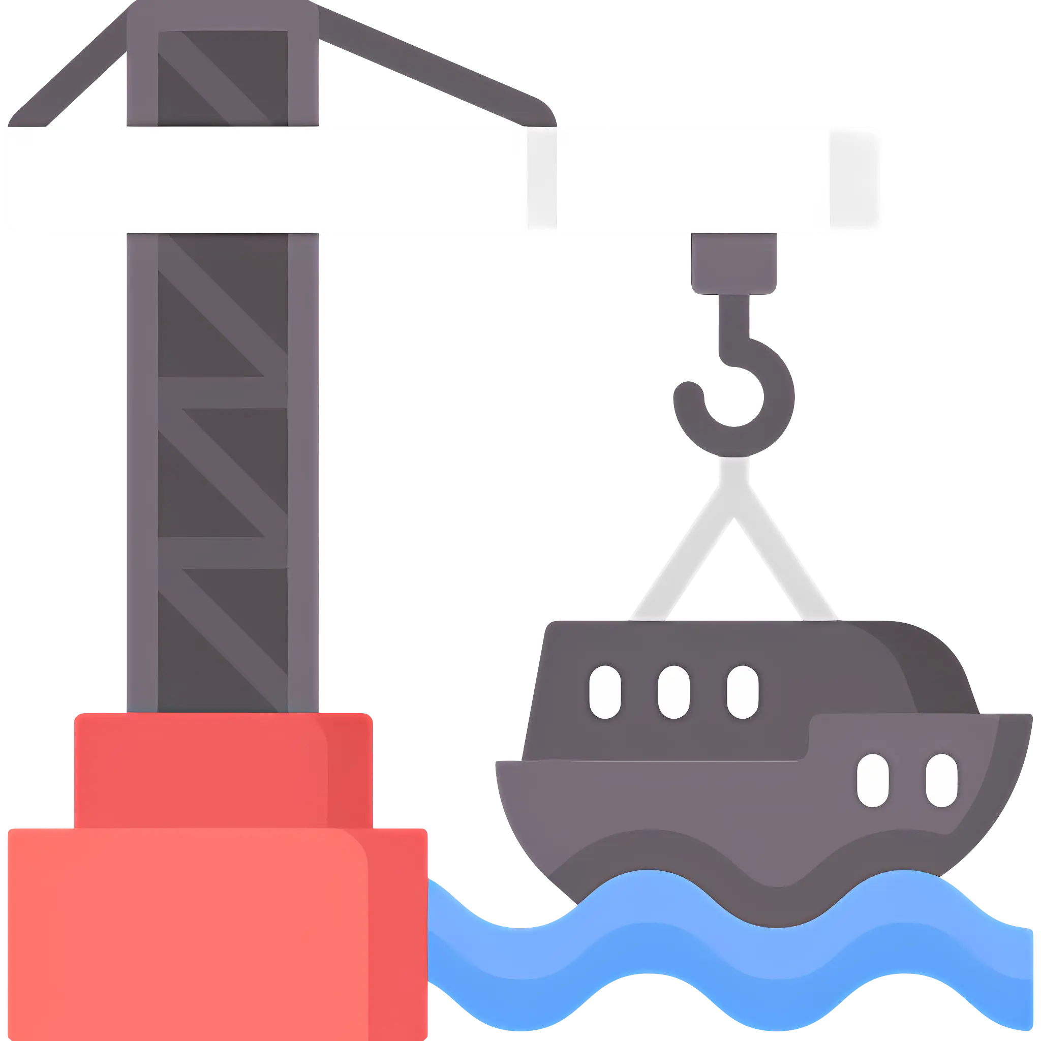 Illustration of Ship Being Built with Crane