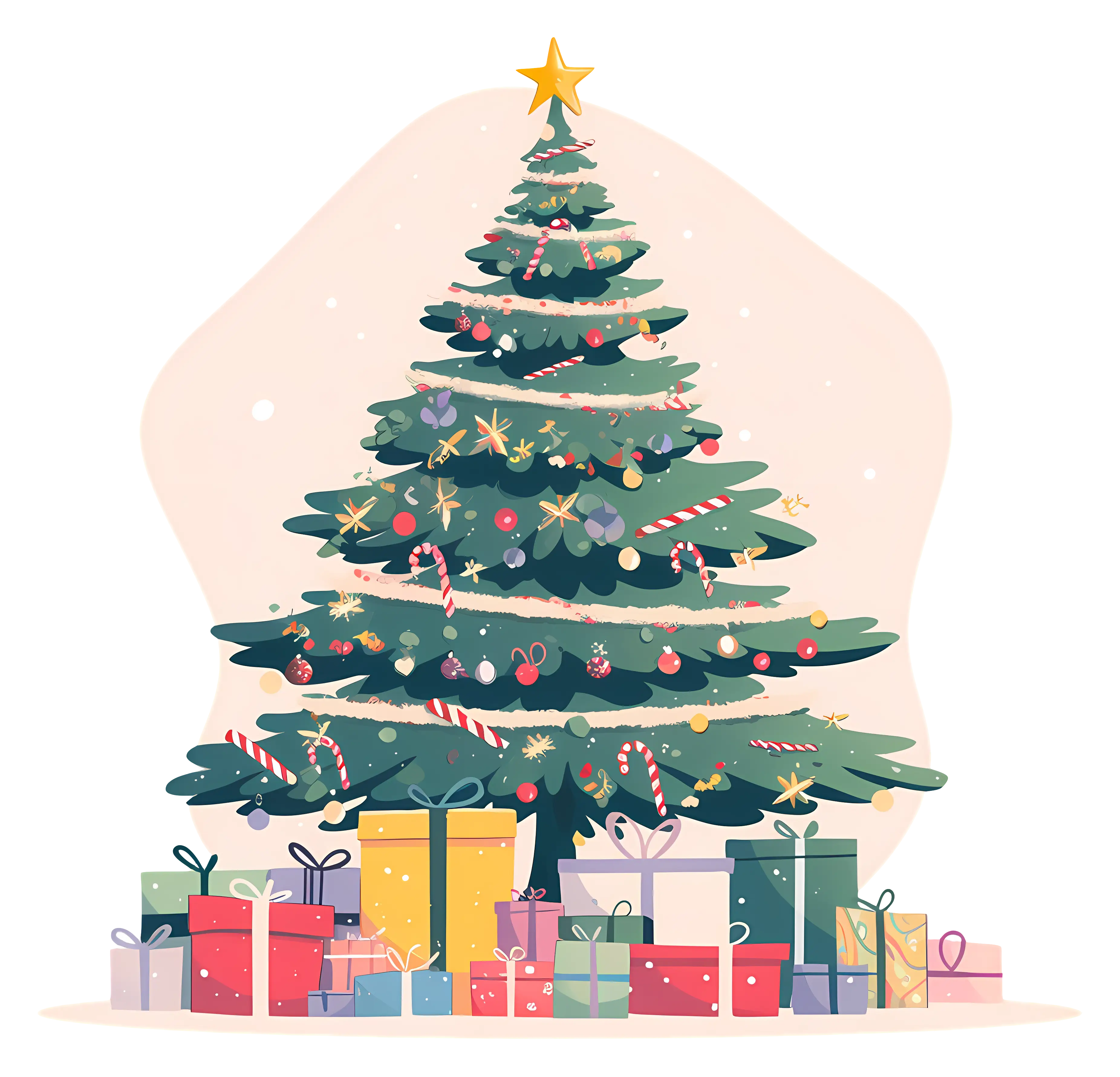 Christmas Tree Decorated with Gifts