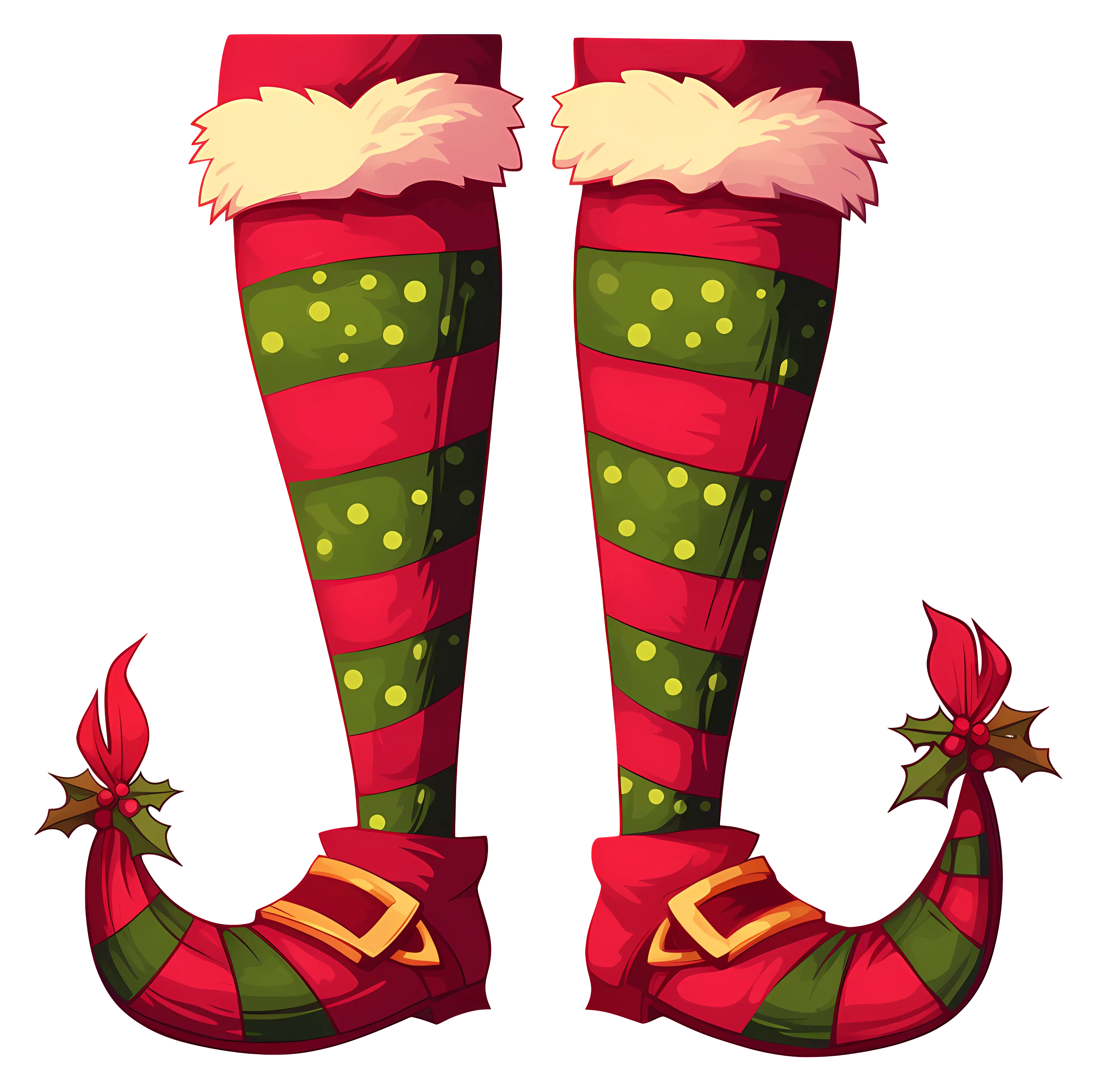 Playful Striped Elf Shoes with Holly