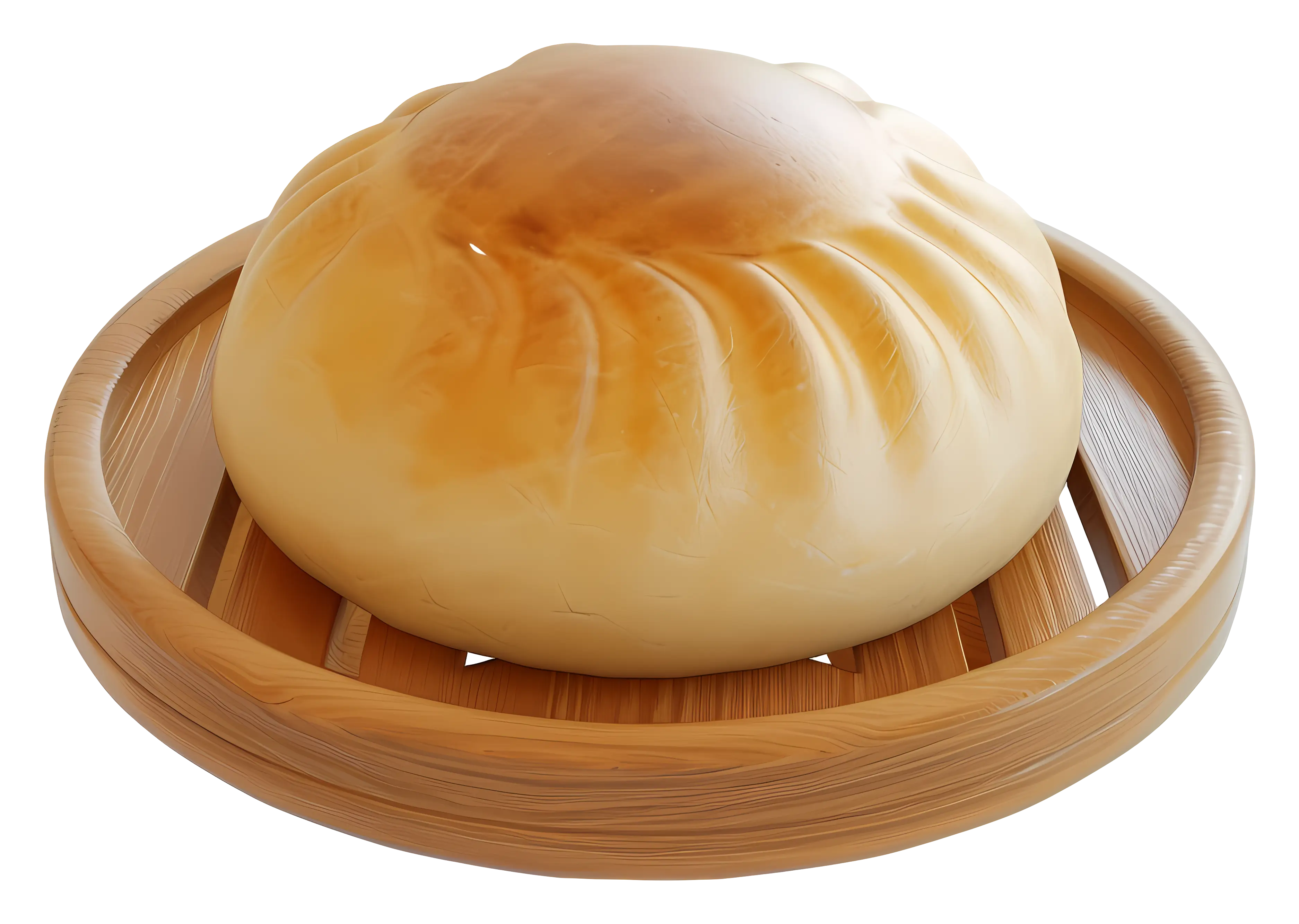 Steamed Bun on Wooden Plate