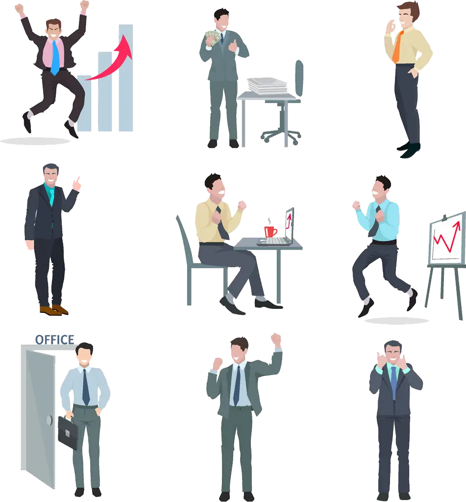 Businessmen in Various Activities