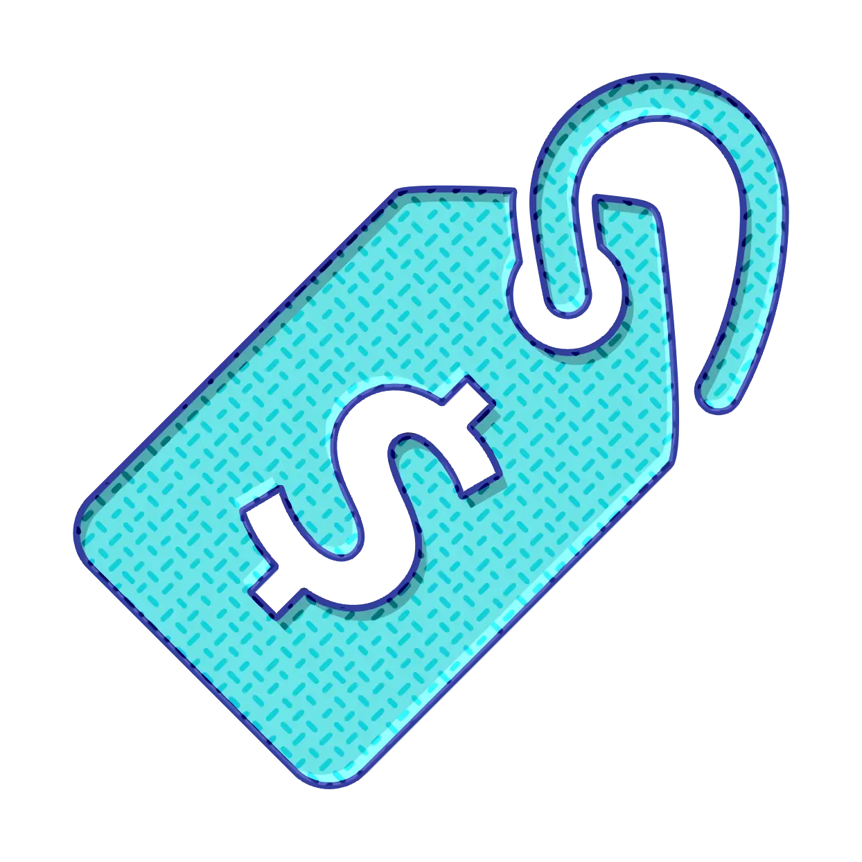 Blue Price Tag Icon with Dollar Sign