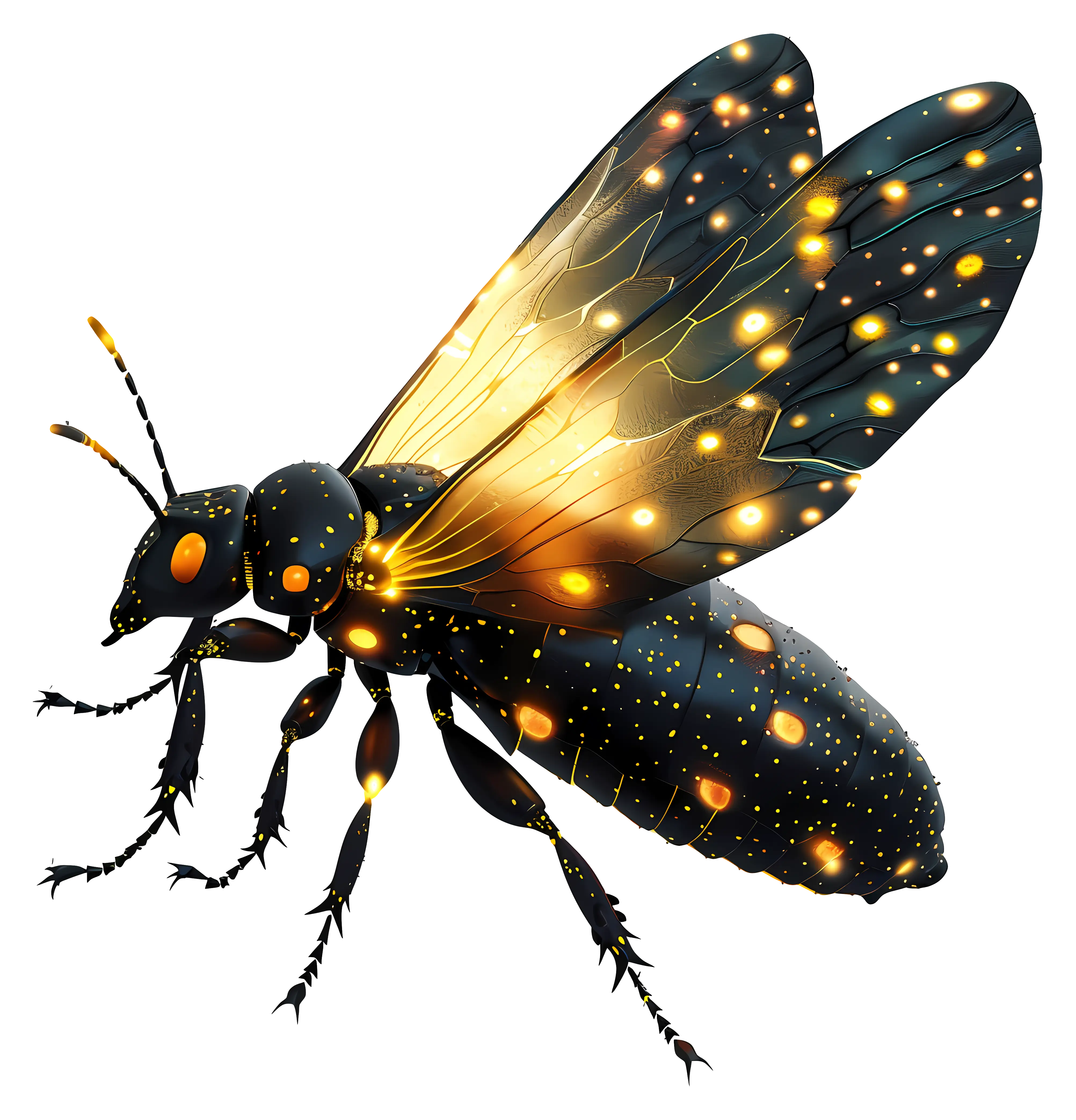 Glowing Firefly with Sparkling Wings