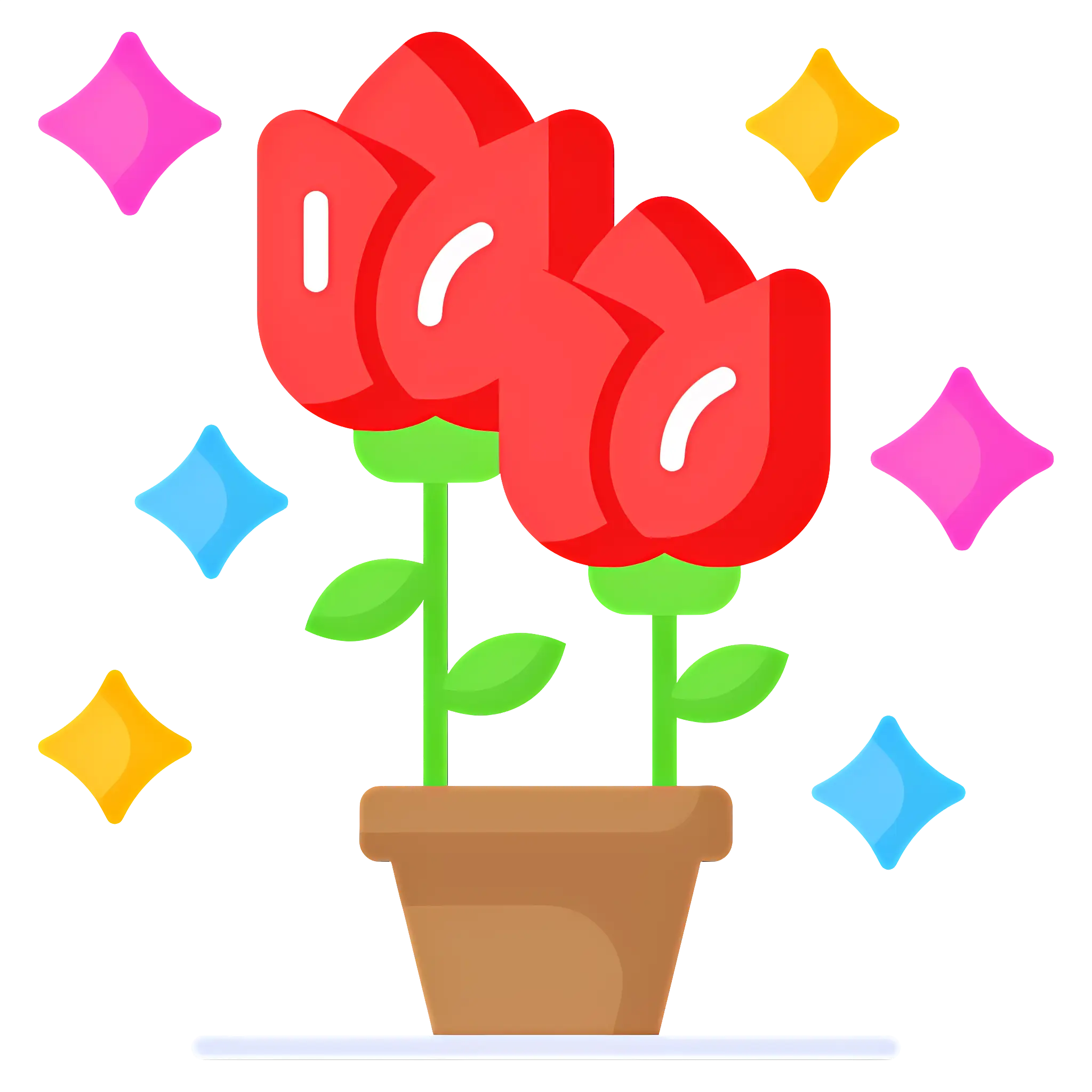 Potted Red Flowers with Sparkles
